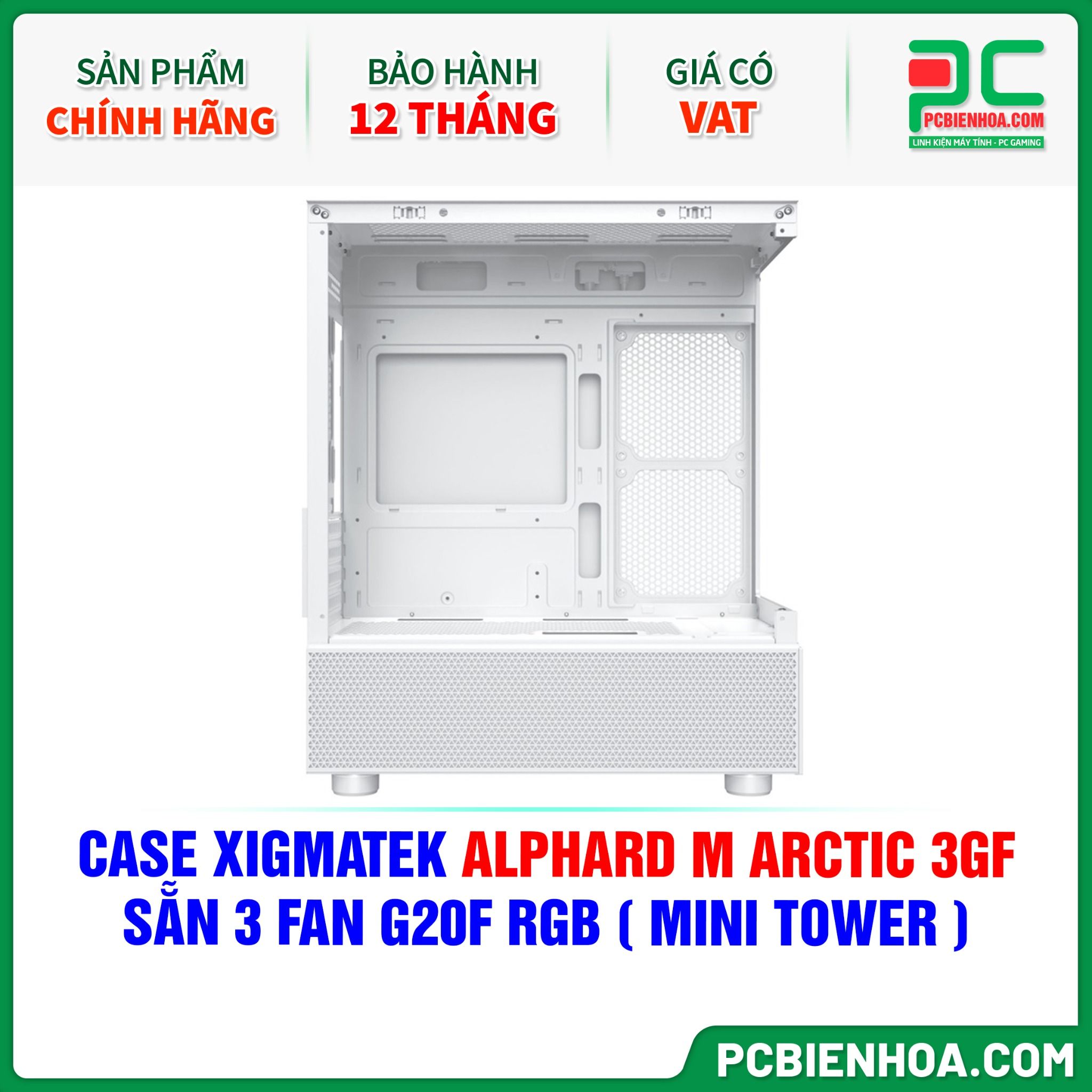 CASE XIGMATEK ALPHARD M ARCTIC 3GF - SẴN 3 FAN G20F RGB ( MINI TOWER - EN44113 )