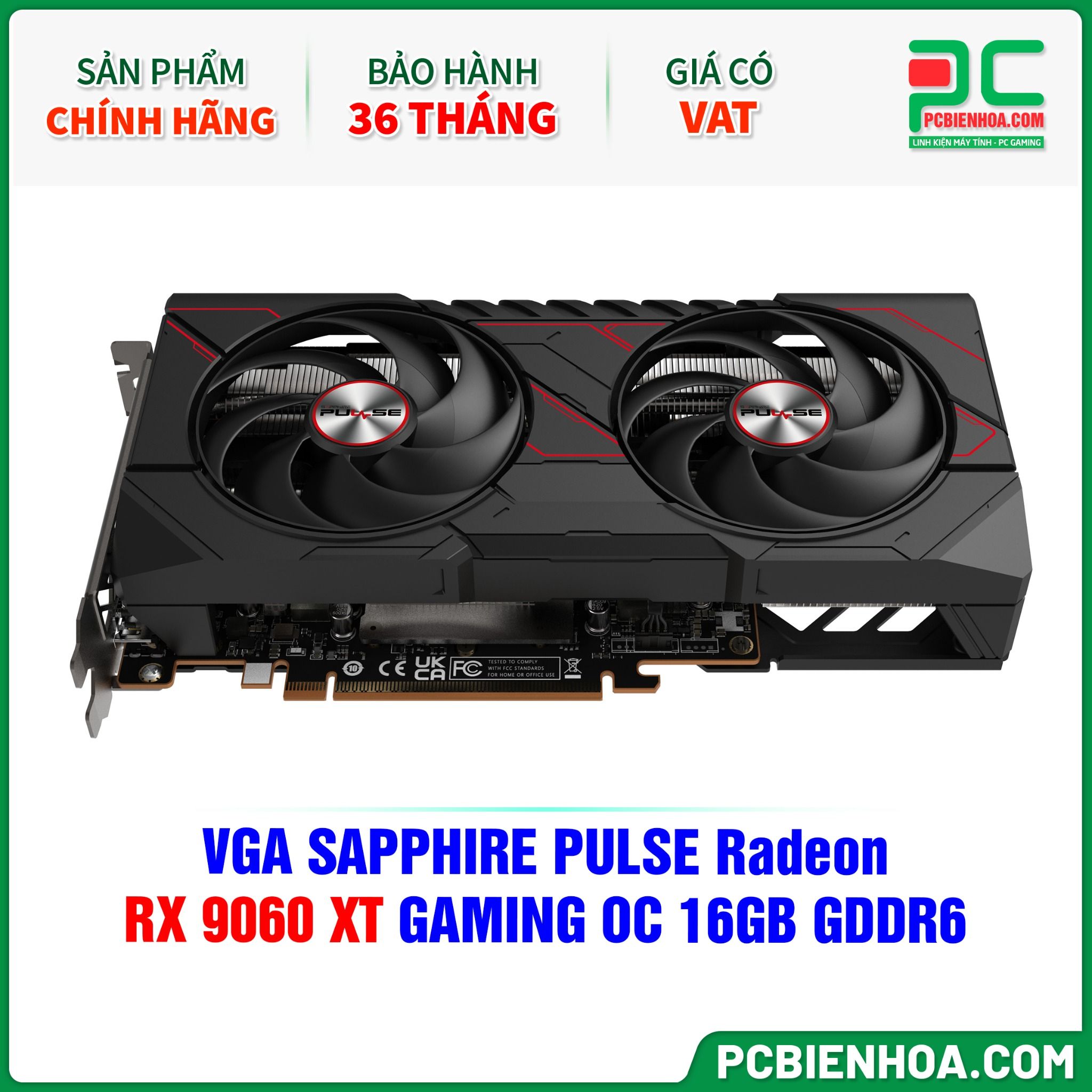 VGA SAPPHIRE PULSE Radeon RX 9060 XT GAMING OC 16GB GDDR6 (11350-03-20G)