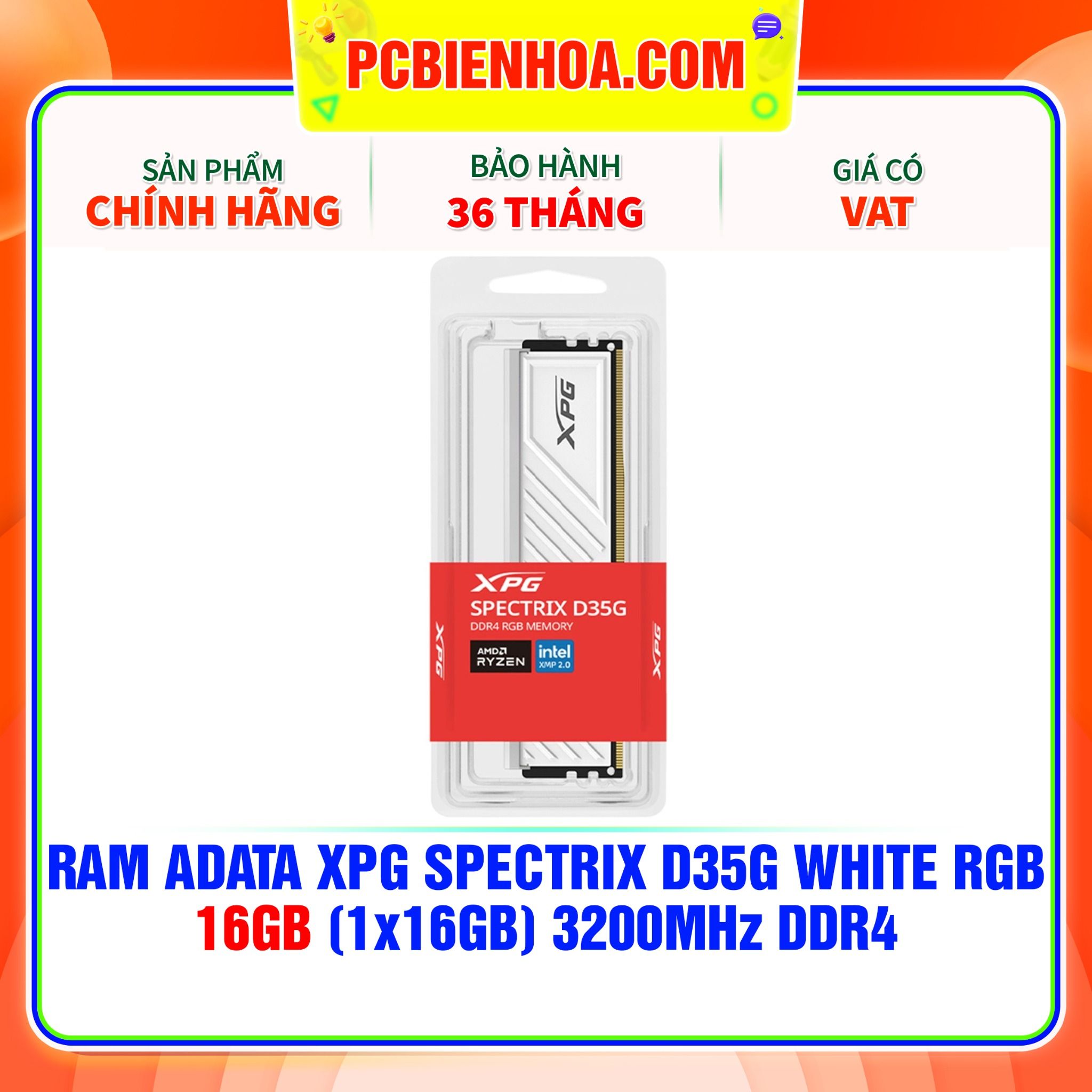  RAM ADATA XPG SPECTRIX D35G WHITE RGB - 16GB (1x16GB) 3200MHz DDR4 