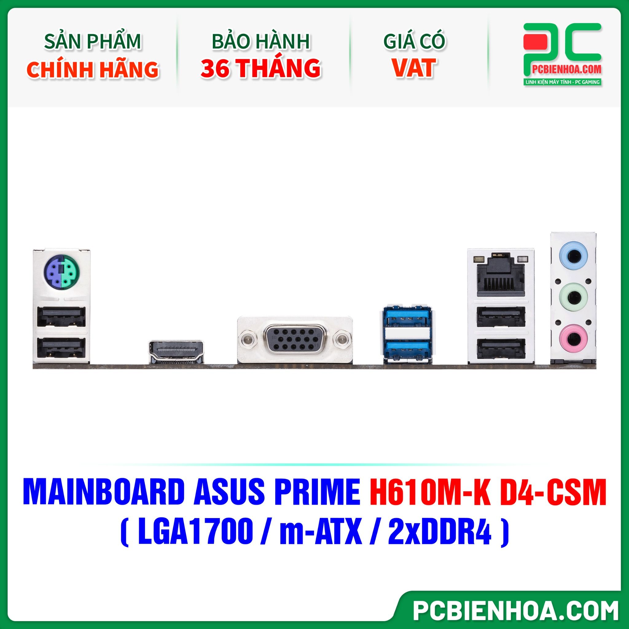 MAINBOARD ASUS PRIME H610M-K D4-CSM ( LGA1700 / m-ATX / 2xDDR4 )