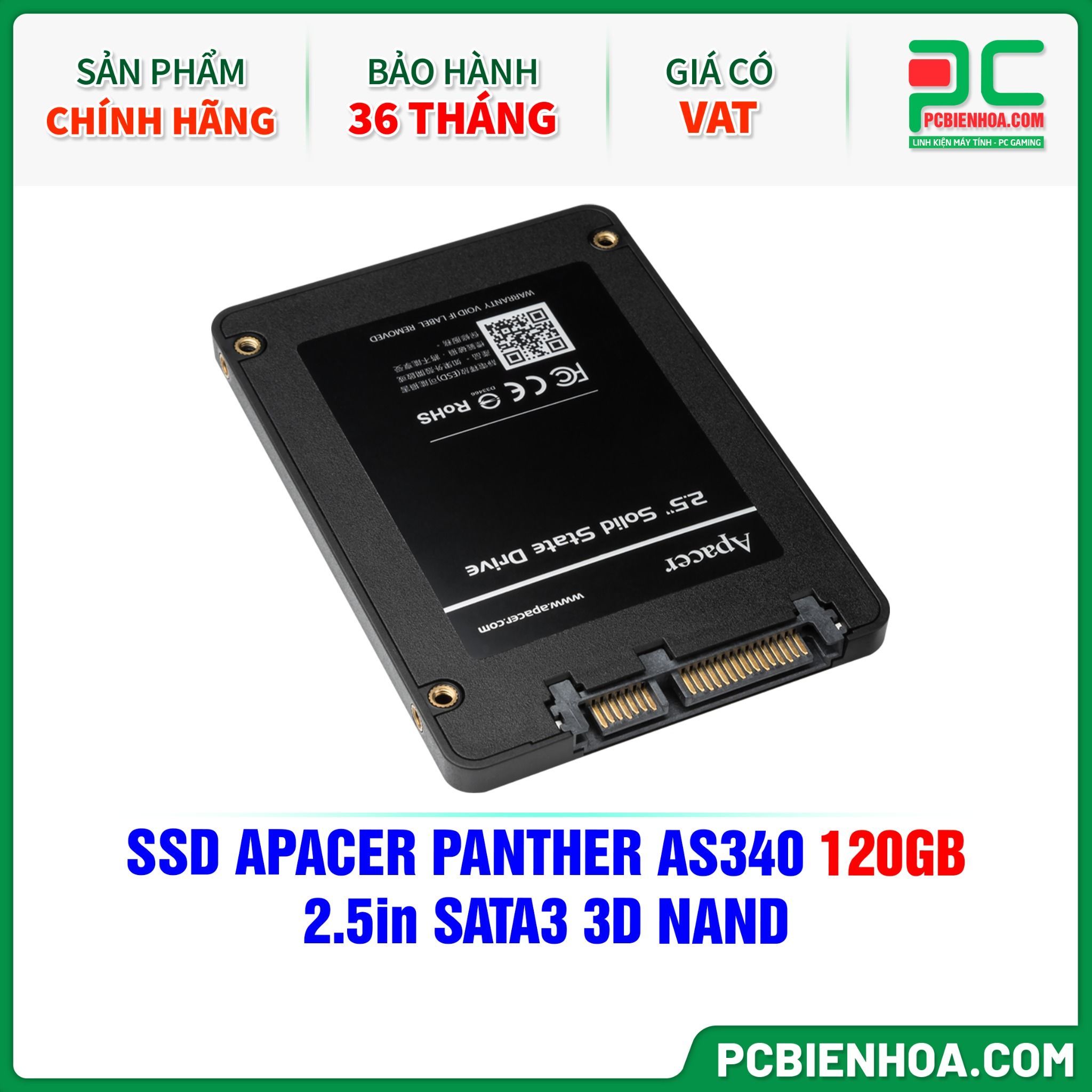 SSD APACER PANTHER AS340 120GB - 2.5in SATA3 3D NAND ( AP120GAS340G )