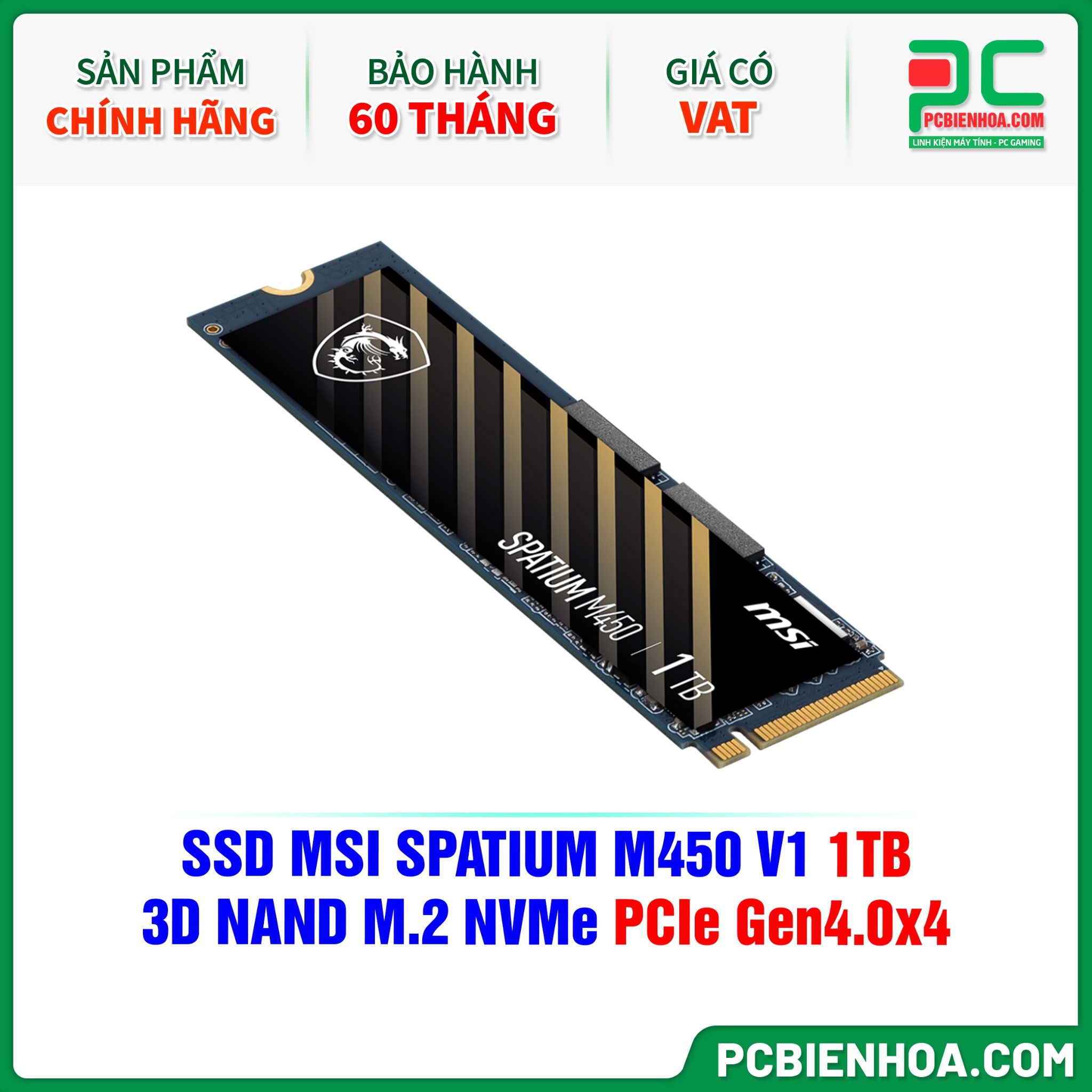 SSD MSI SPATIUM M450 V1 1TB - 3D NAND M.2 NVMe PCIe Gen4.0x4