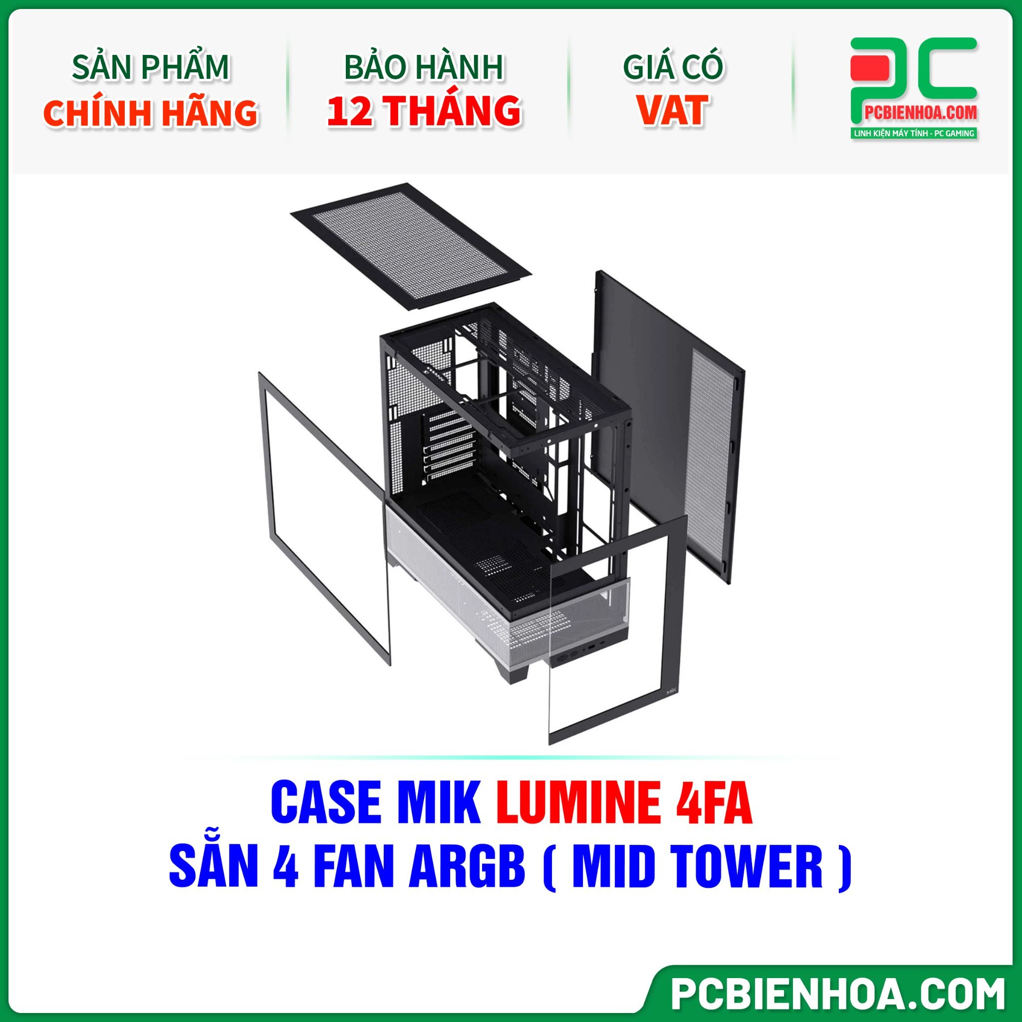 CASE MIK LUMINE 4FA - SẴN 4 FAN ARGB ( MID TOWER )