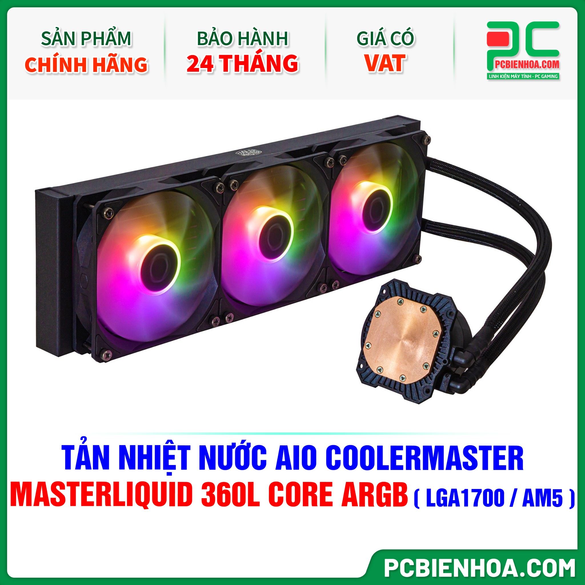 TẢN NHIỆT NƯỚC AIO COOLER MASTER MASTERLIQUID 360L CORE ARGB ( HỖ TRỢ SOCKET LGA1700 / AM5 )