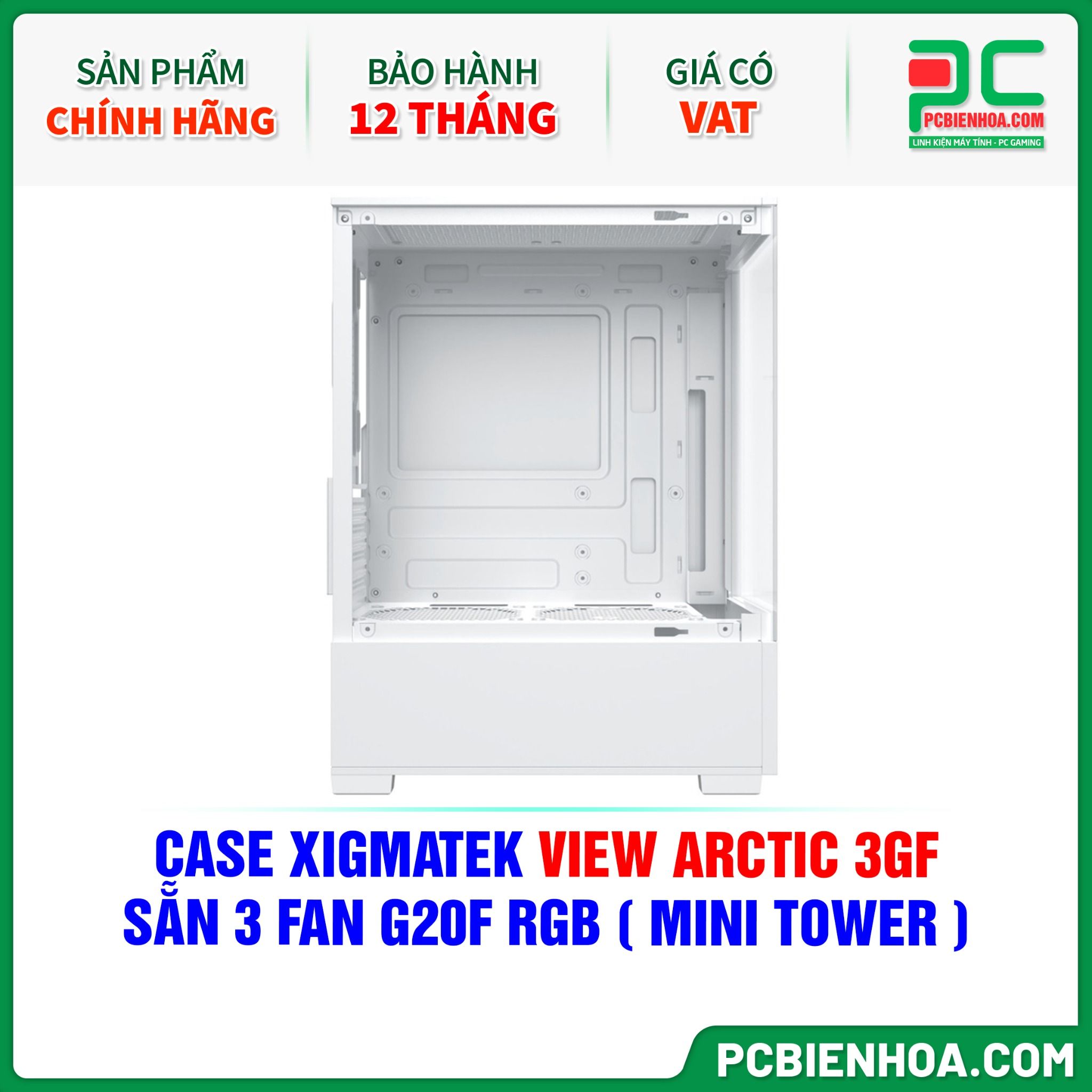 CASE XIGMATEK VIEW ARCTIC 3GF - SẴN 3 FAN G20F RGB ( MINI TOWER - EN44694 )