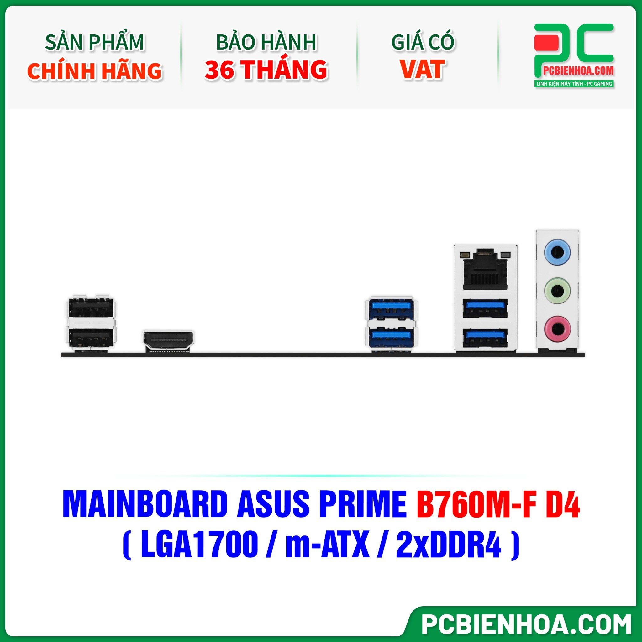 MAINBOARD ASUS PRIME B760M-F D4 ( LGA1700 / m-ATX / 2xDDR4 )