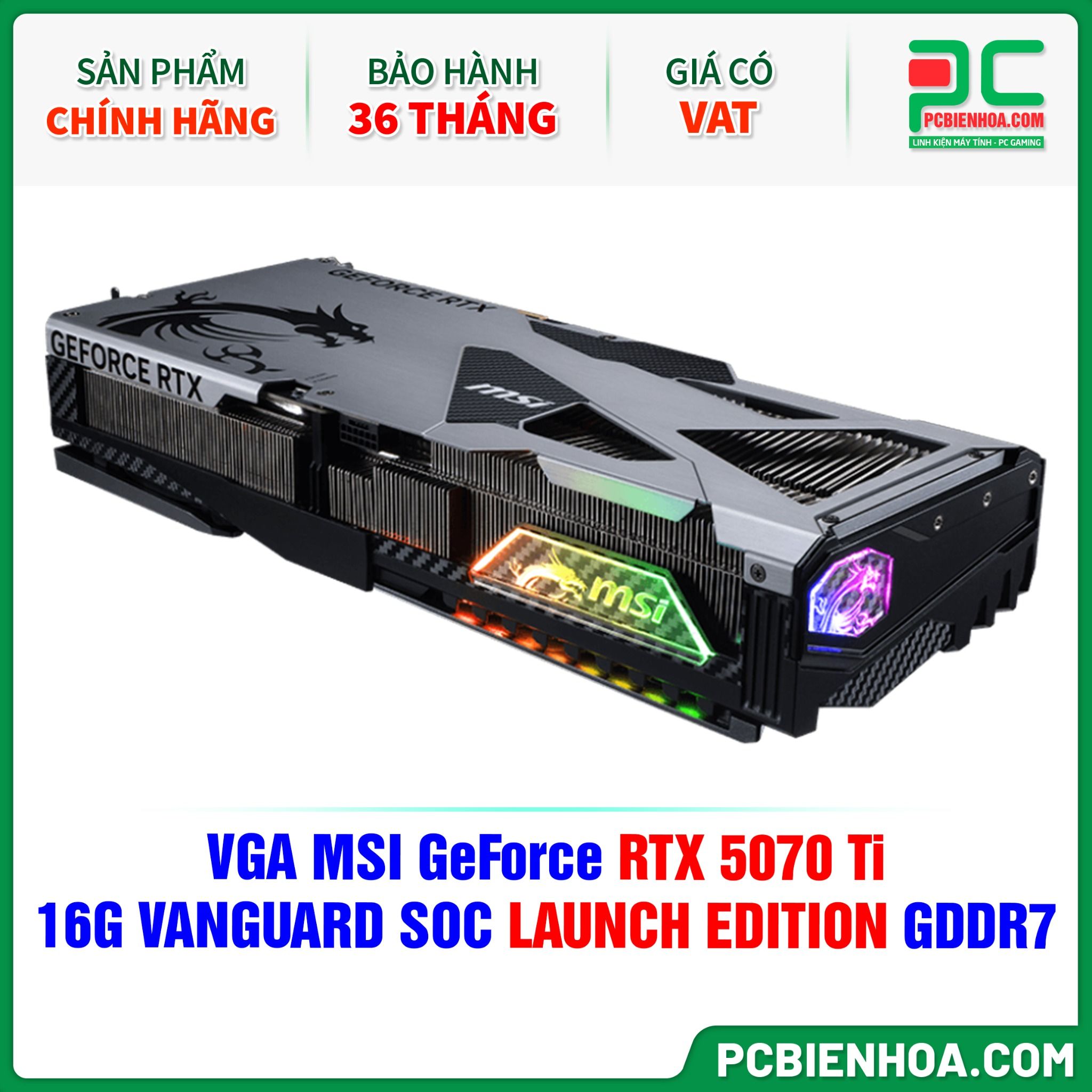 VGA MSI GeForce RTX 5070 Ti 16G VANGUARD SOC LAUNCH EDITION GDDR7