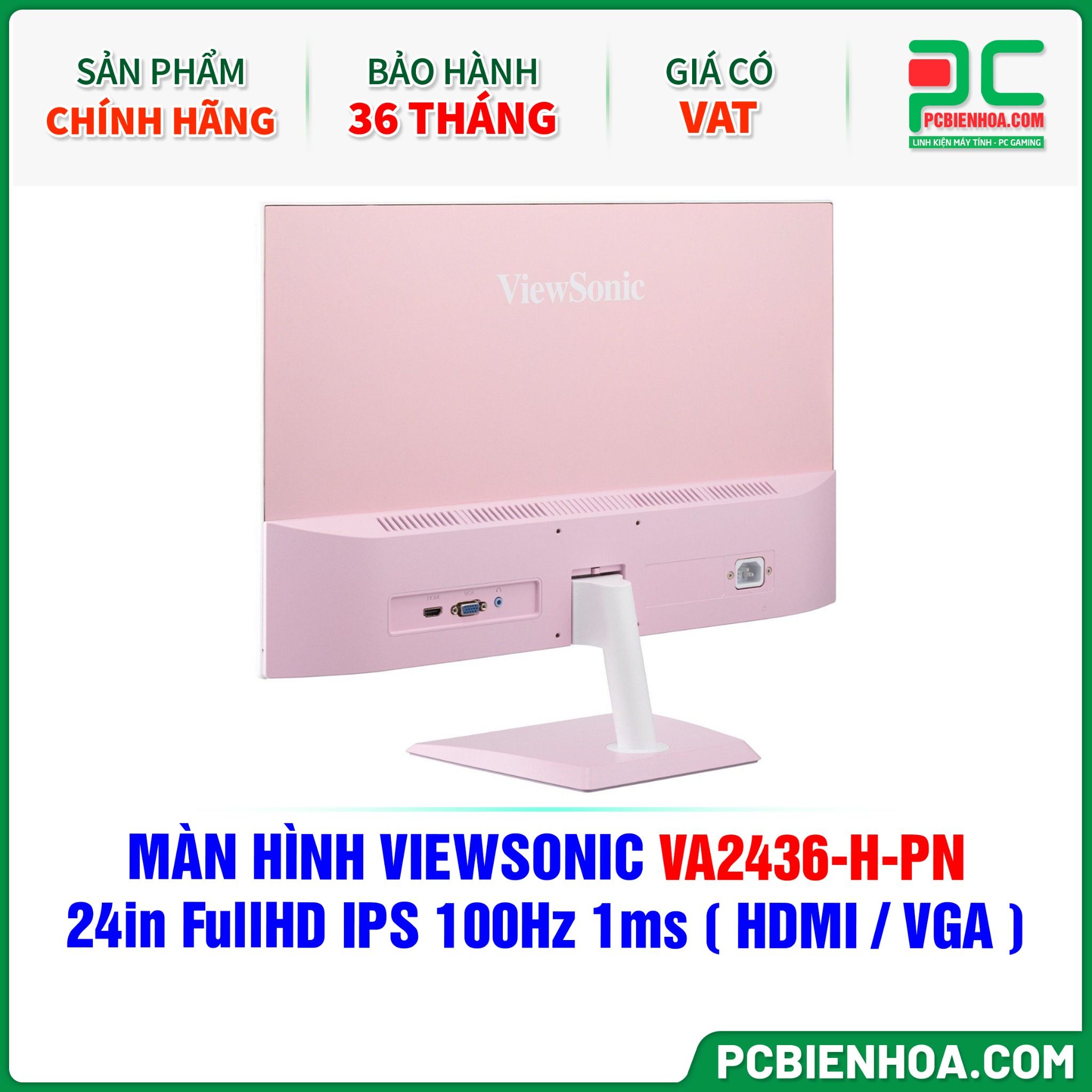 MÀN HÌNH VIEWSONIC VA2436-H-PN MÀU HỒNG - 24in FullHD IPS 100Hz 1ms ( HDMI / VGA )