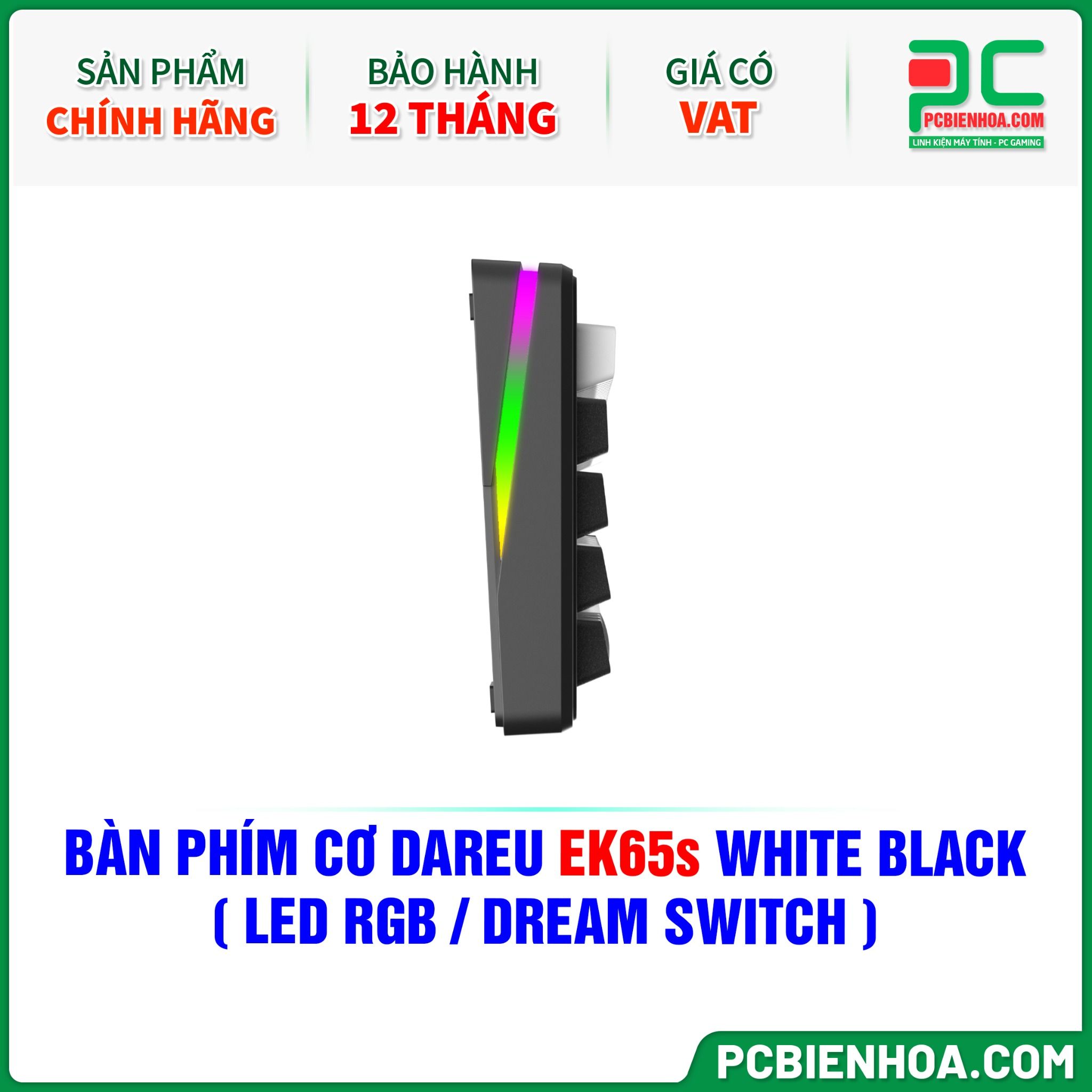 BÀN PHÍM CƠ DAREU EK65s WHITE BLACK ( LED RGB / DREAM SWITCH )