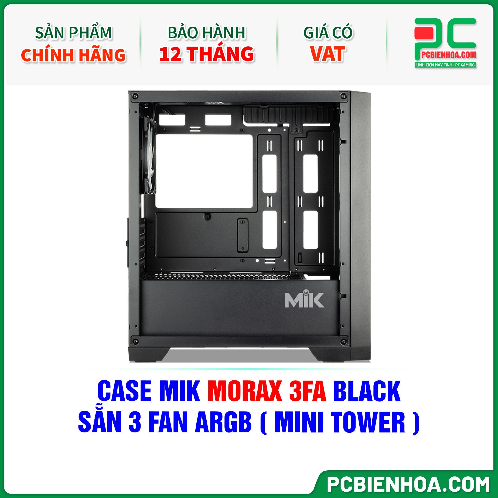 CASE MIK MORAX 3FA BLACK - SẴN 3 FAN ARGB ( MINI TOWER )