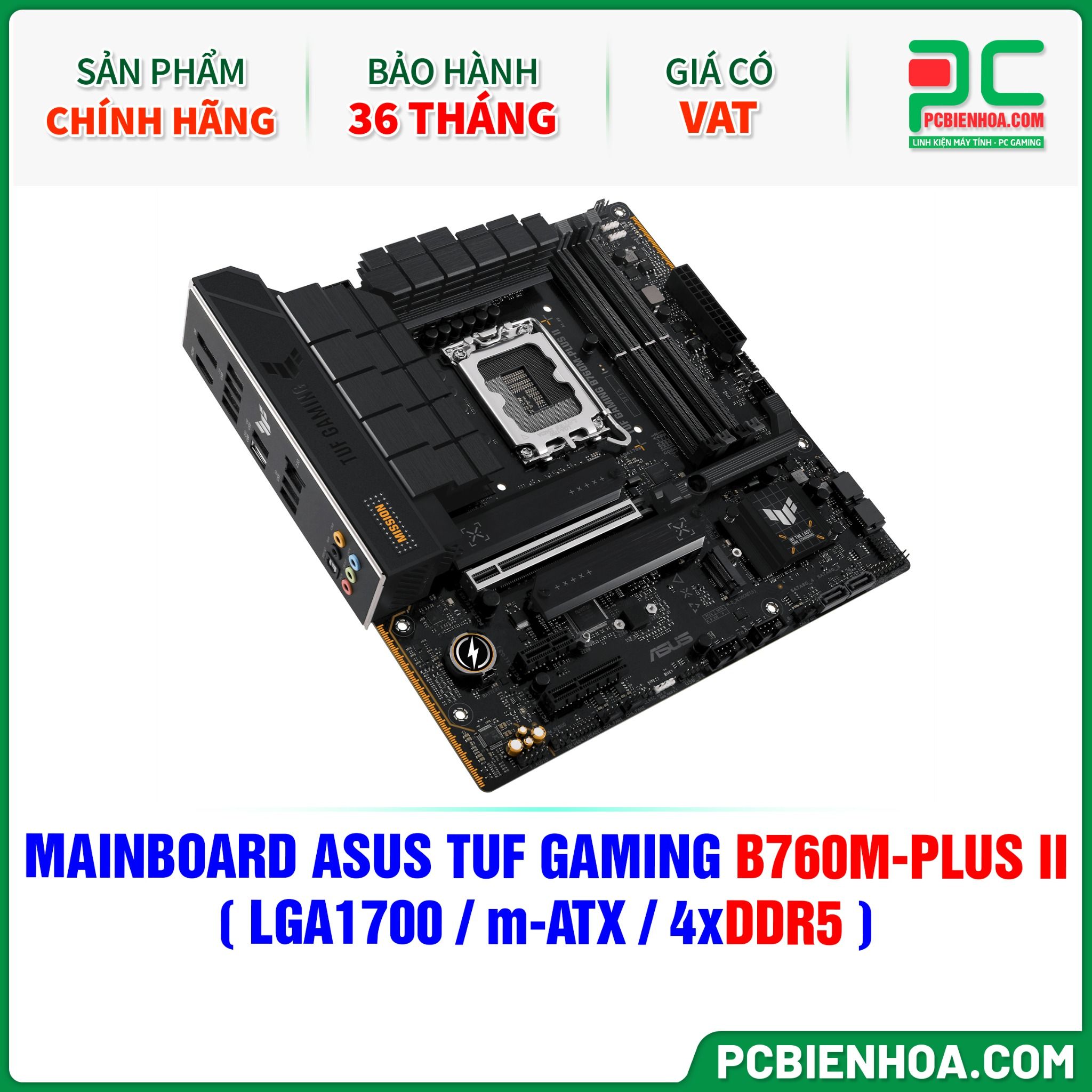 DDR5 - MAINBOARD ASUS TUF GAMING B760M-PLUS II ( LGA1700 / m-ATX / 4xDDR5 )