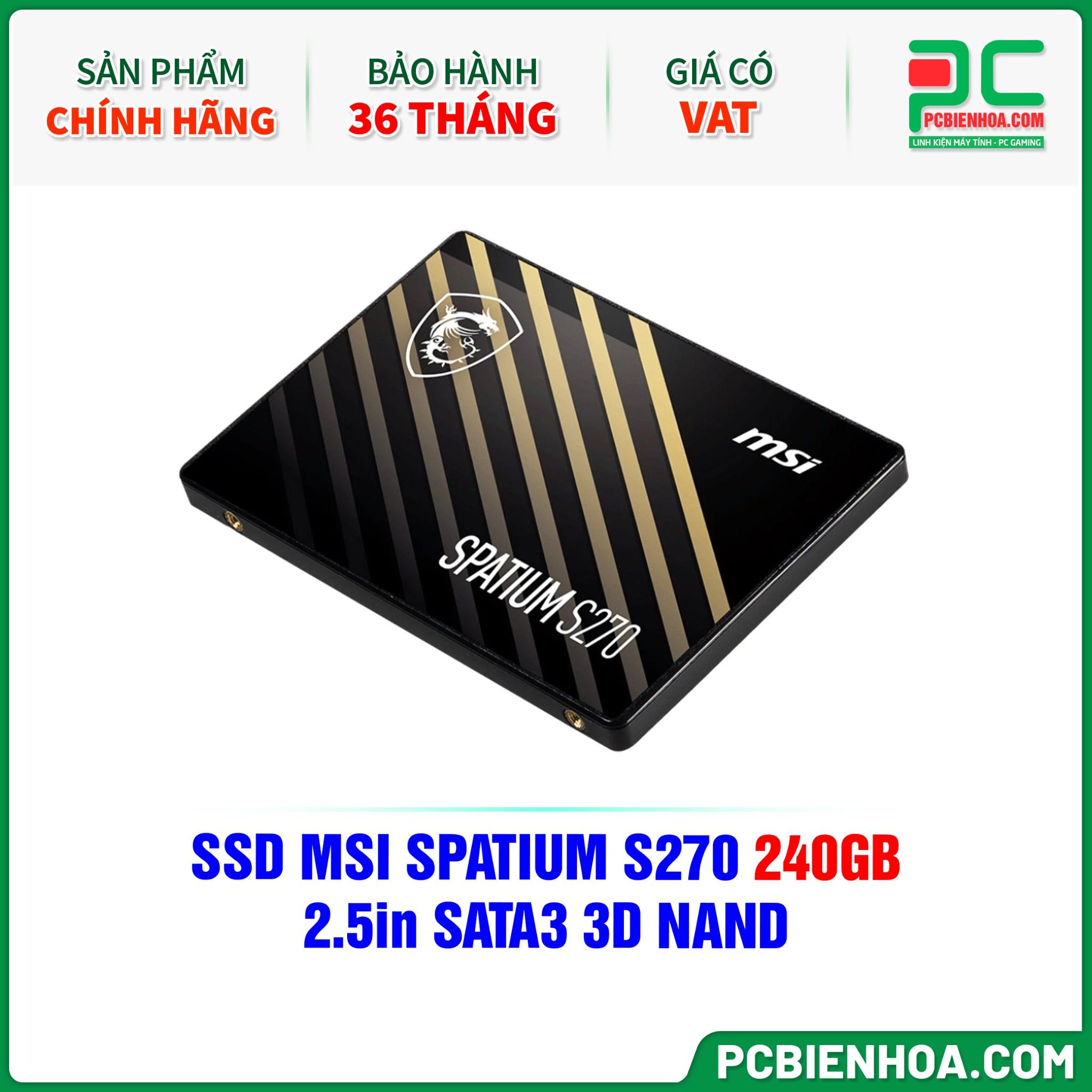 SSD MSI SPATIUM S270 240GB - 2.5in SATA3 3D NAND