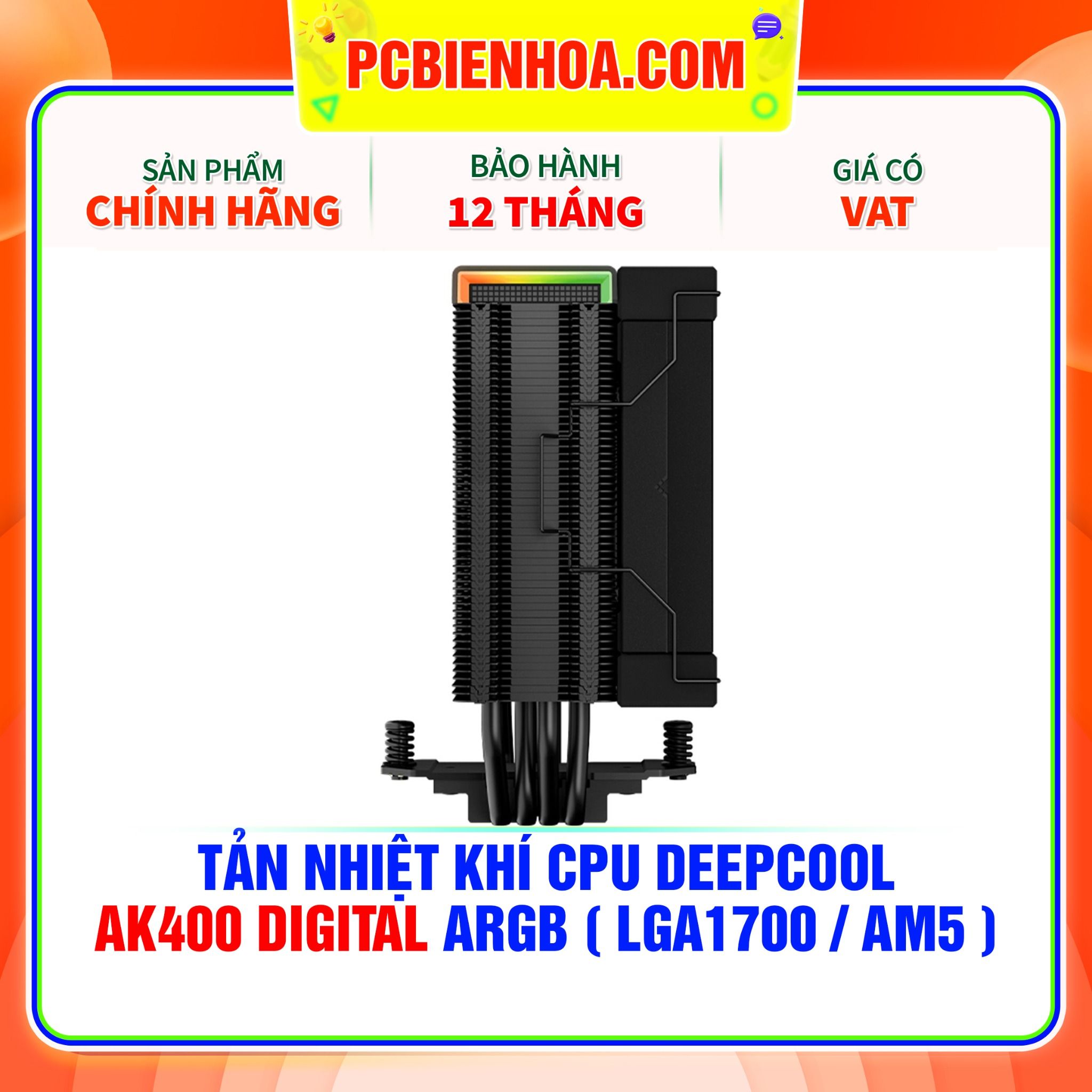  TẢN NHIỆT KHÍ CPU DEEPCOOL AK400 DIGITAL - LED ARGB ( HỖ TRỢ SOCKET LGA1700 / AM5 ) 