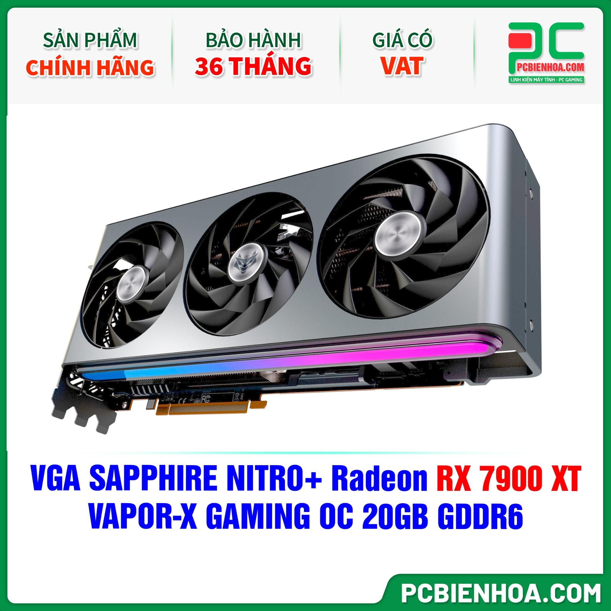 VGA SAPPHIRE NITRO+ Radeon RX 7900 XT VAPOR-X GAMING OC 20GB GDDR6 (11323-01-40G)