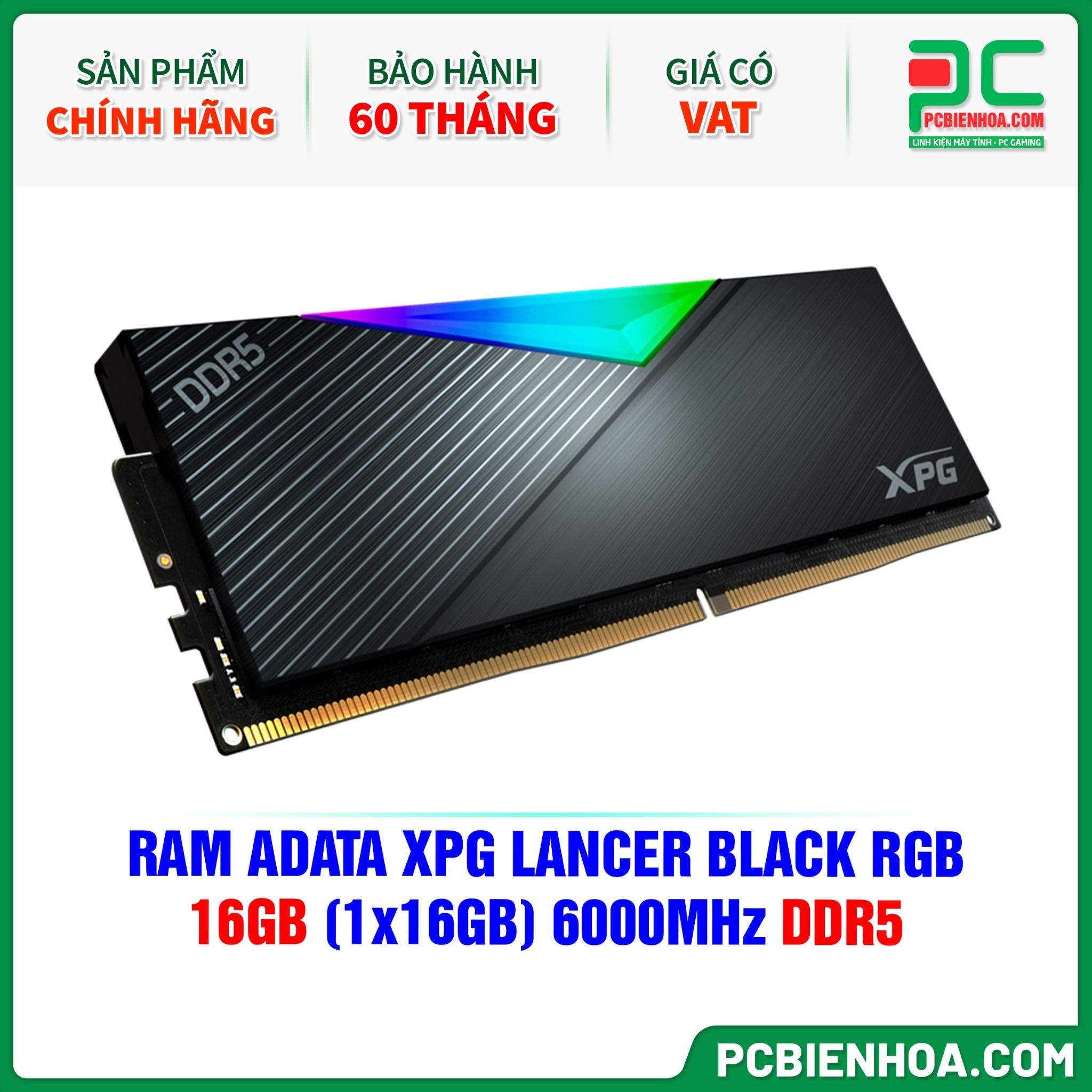 RAM ADATA XPG LANCER BLACK RGB - 16GB (1x16GB) 6000MHz DDR5