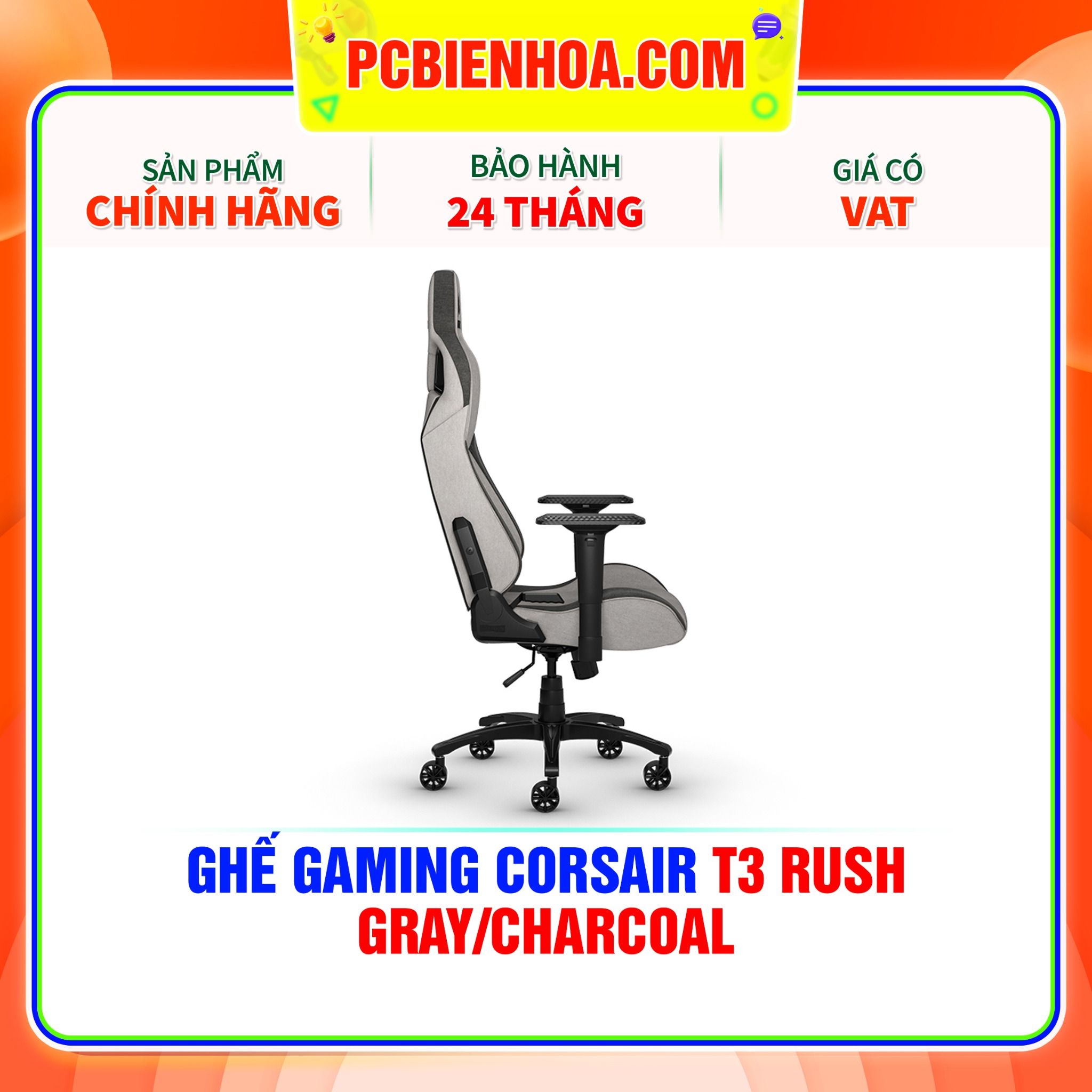  GHẾ GAMING CORSAIR T3 RUSH GRAY/CHARCOAL 