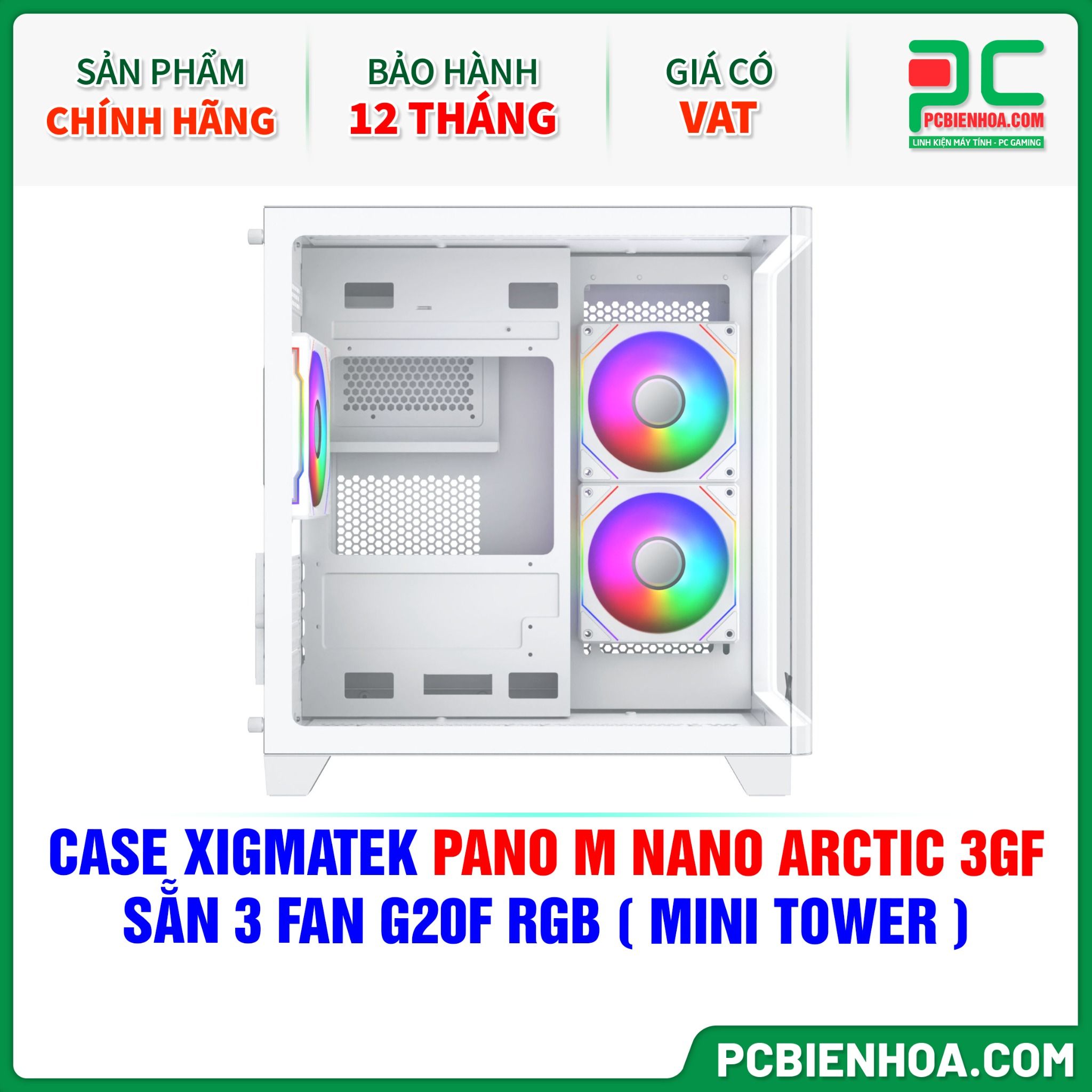 CASE XIGMATEK PANO M NANO ARCTIC 3GF - SẴN 3 FAN G20F RGB ( MINI TOWER - EN45530 )