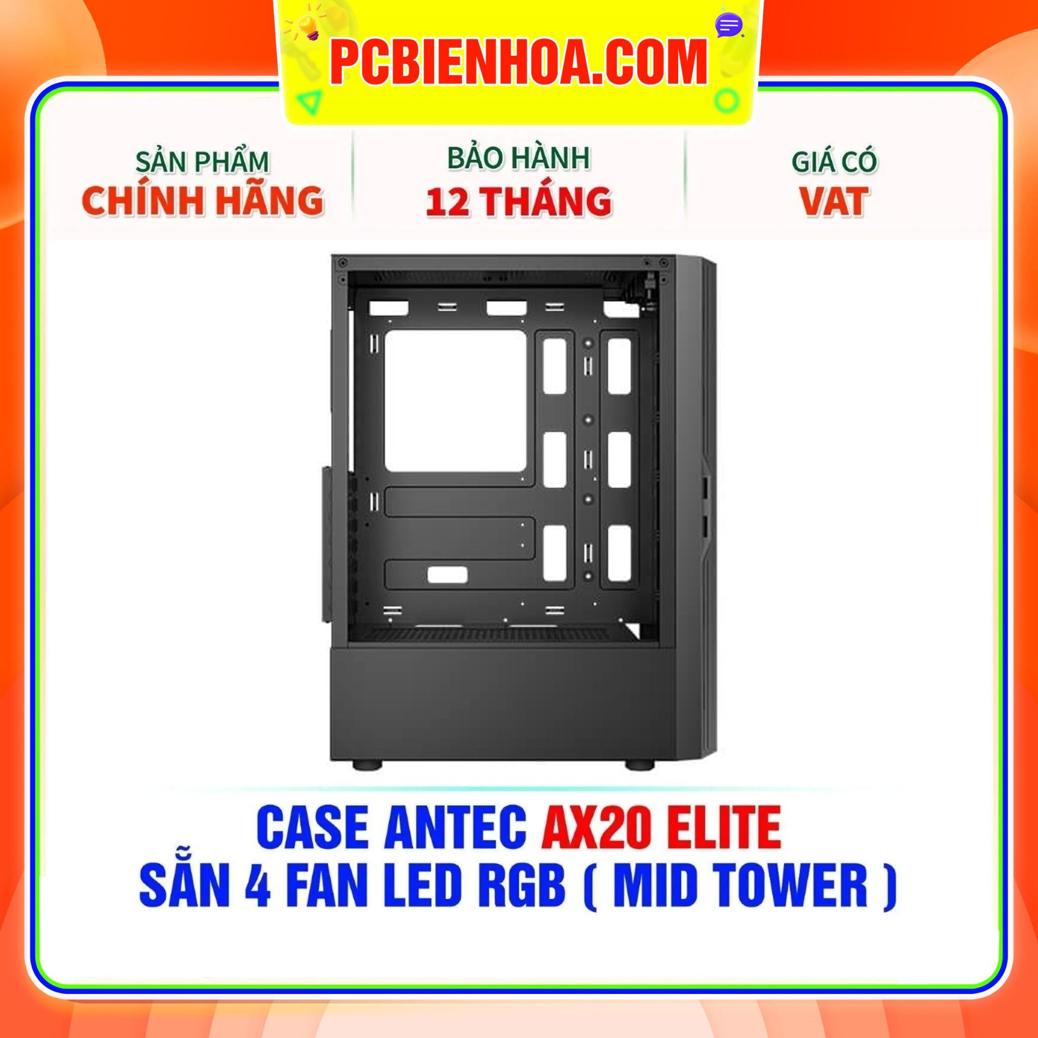  CASE ANTEC AX20 ELITE - SẴN 4 FAN LED RGB ( MID TOWER ) 