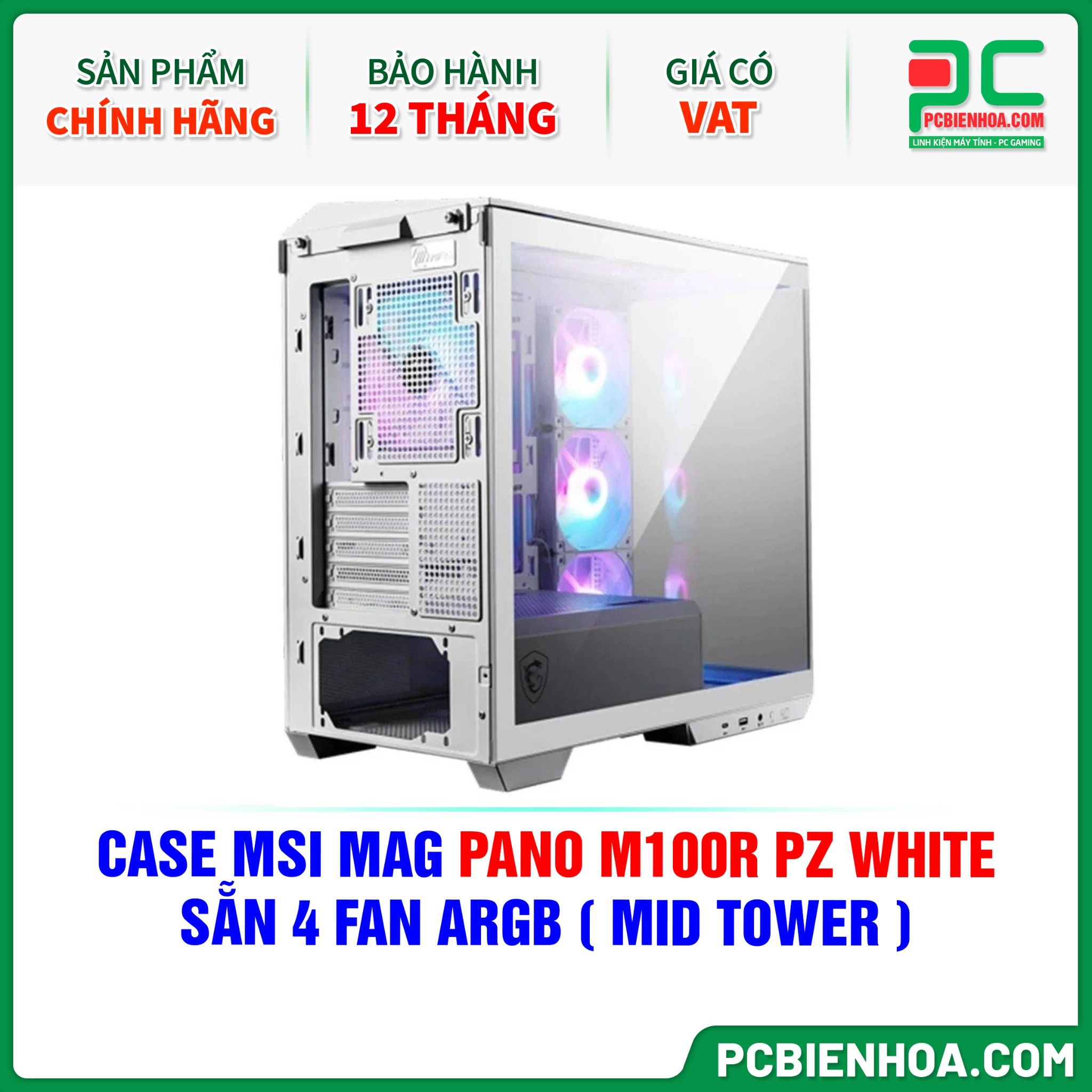 CASE MSI MAG PANO M100R PZ WHITE - SẴN 4 FAN ARGB ( MID TOWER )