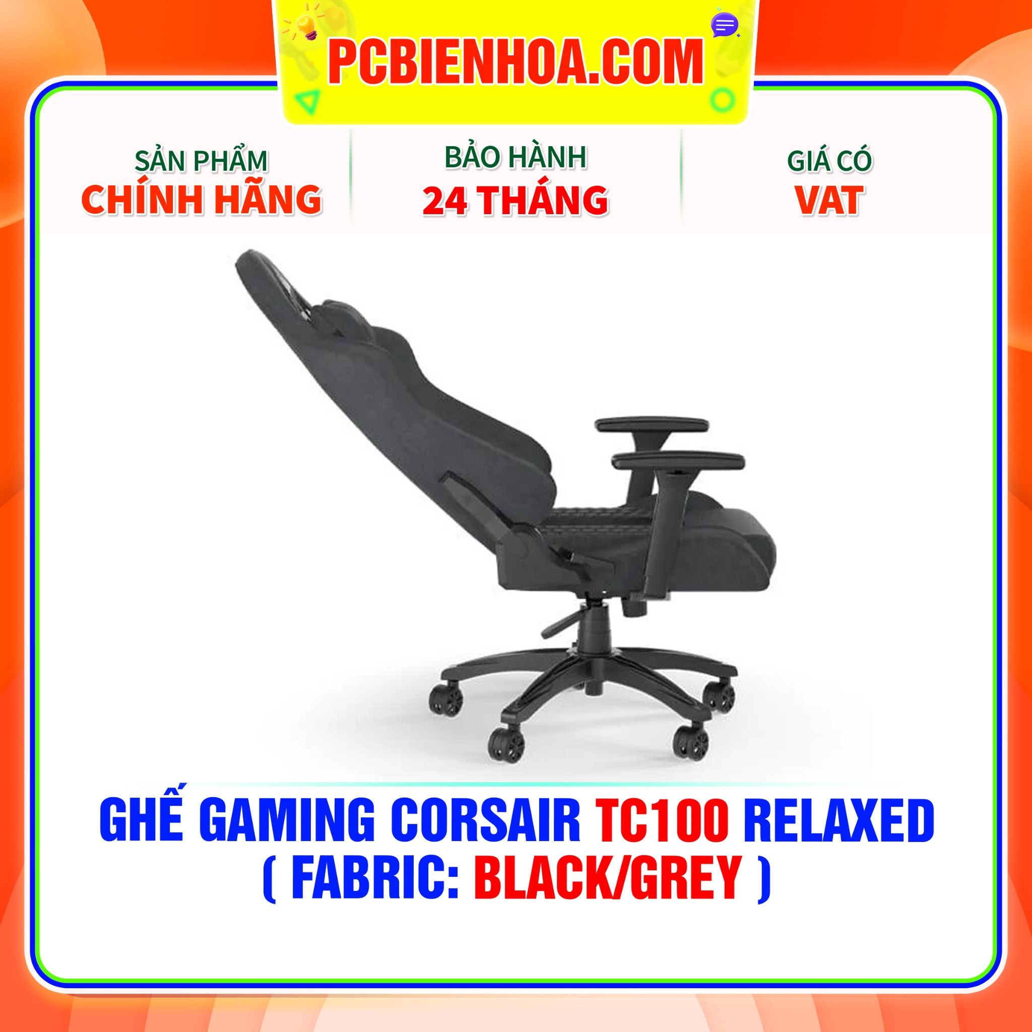  GHẾ GAMING CORSAIR TC100 RELAXED ( FABRIC: BLACK/GREY ) 