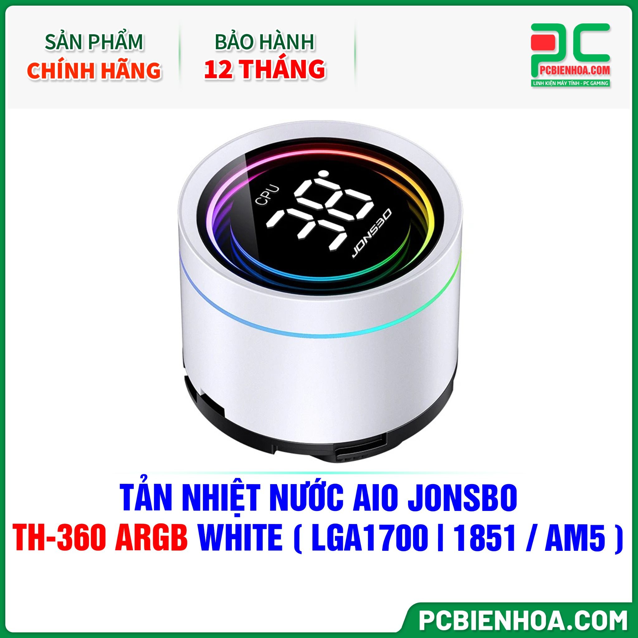 TẢN NHIỆT NƯỚC AIO JONSBO TH-360 ARGB WHITE ( HỖ TRỢ SOCKET LGA1700|1851 / AM5 )
