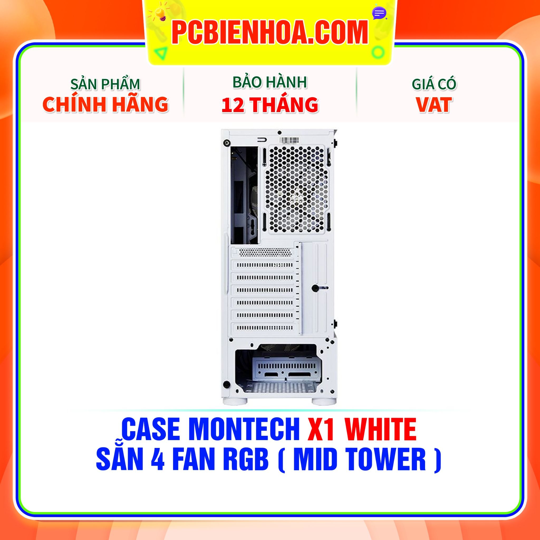  CASE MONTECH X1 WHITE - SẴN 4 FAN RGB ( MID TOWER ) 