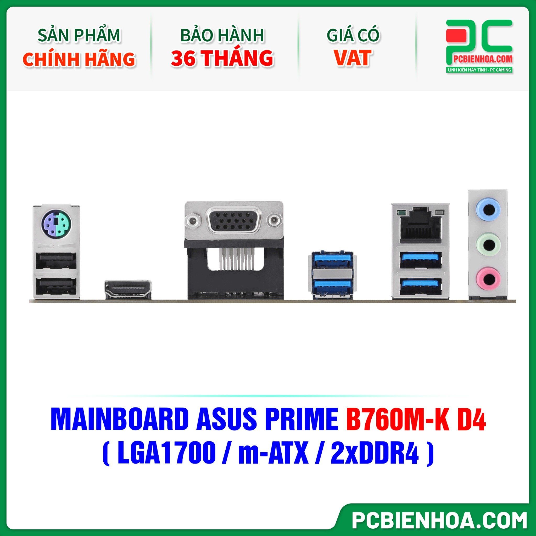 MAINBOARD ASUS PRIME B760M-K D4 ( LGA1700 / m-ATX / 2xDDR4 )