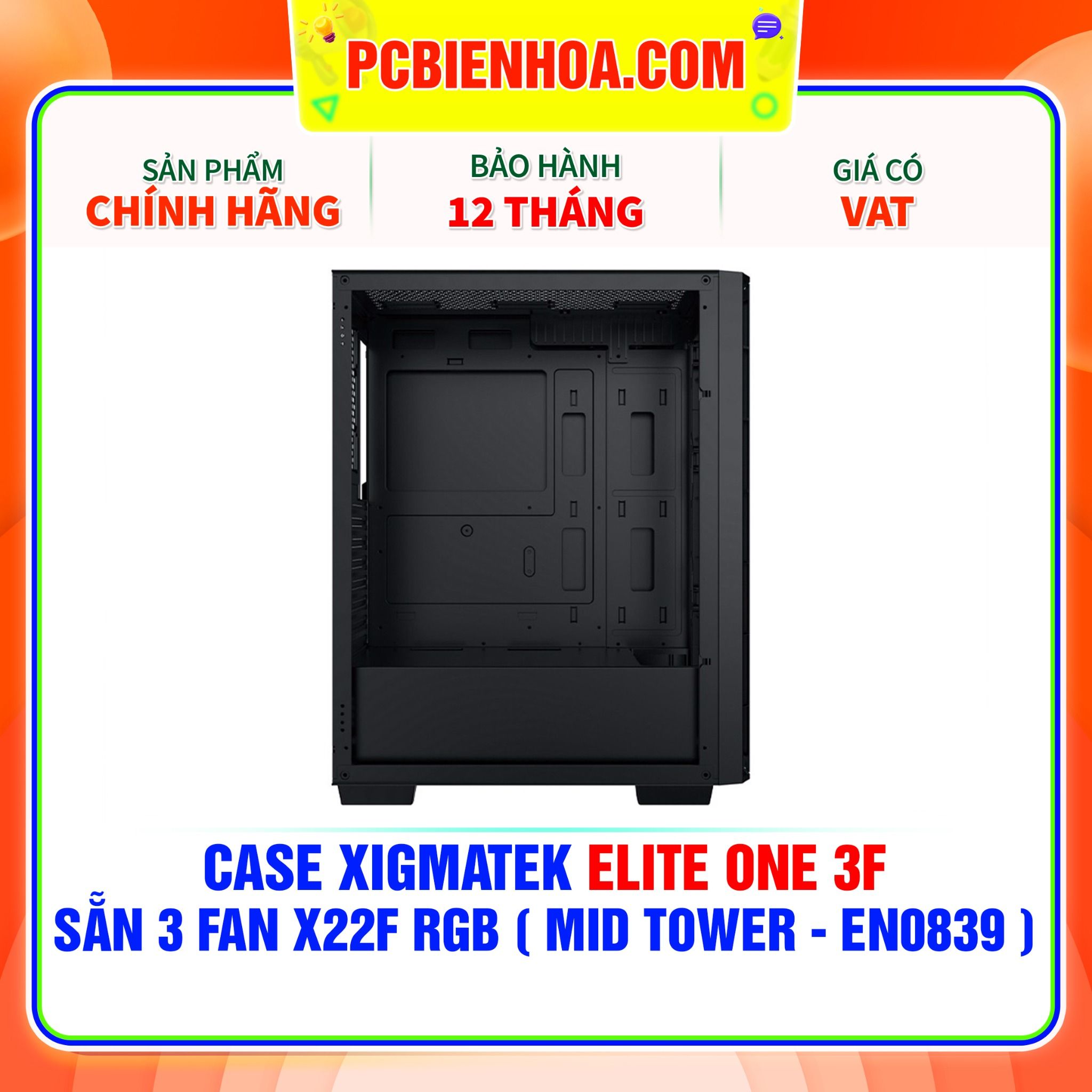  CASE XIGMATEK ELITE ONE 3F - SẴN 3 FAN X22F RGB ( MID TOWER - EN0839 ) 