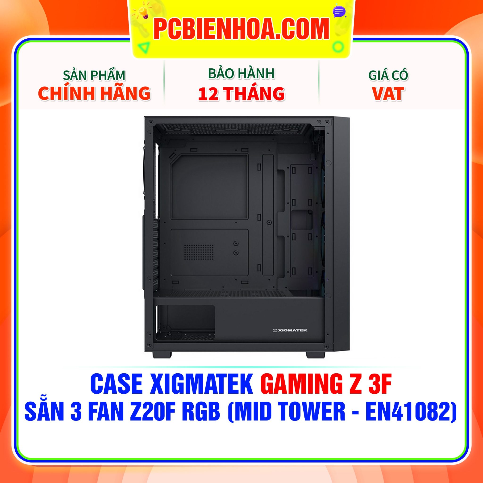  CASE XIGMATEK GAMING Z 3F - SẴN 3 FAN Z20F RGB ( MID TOWER - EN41082 ) 