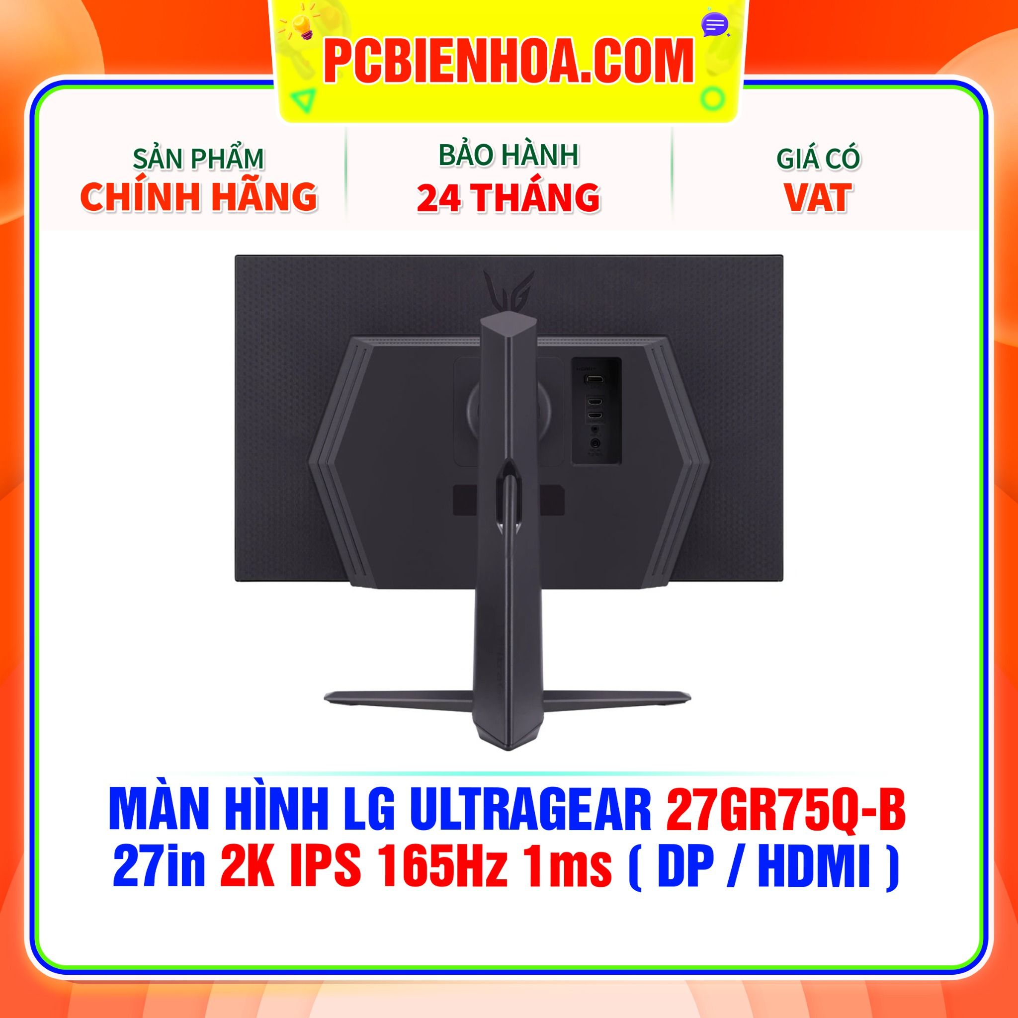  MÀN HÌNH LG ULTRAGEAR 27GR75Q-B 27in 2K IPS 165Hz 1ms ( DP / HDMI ) 