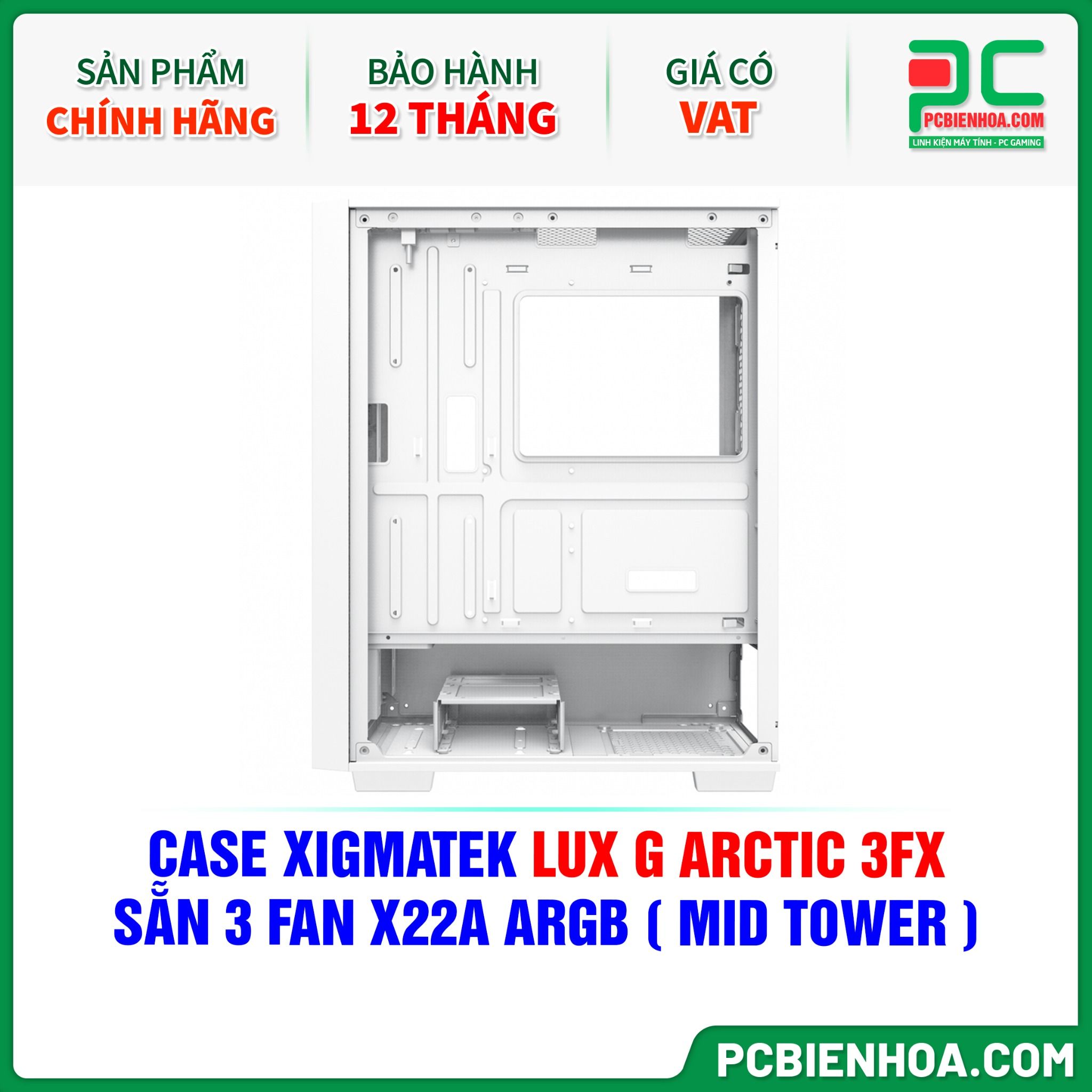 THANH LÝ - CASE XIGMATEK LUX G ARCTIC 3FX - SẴN 3 FAN X22A ARGB ( MID TOWER - EN48717 )