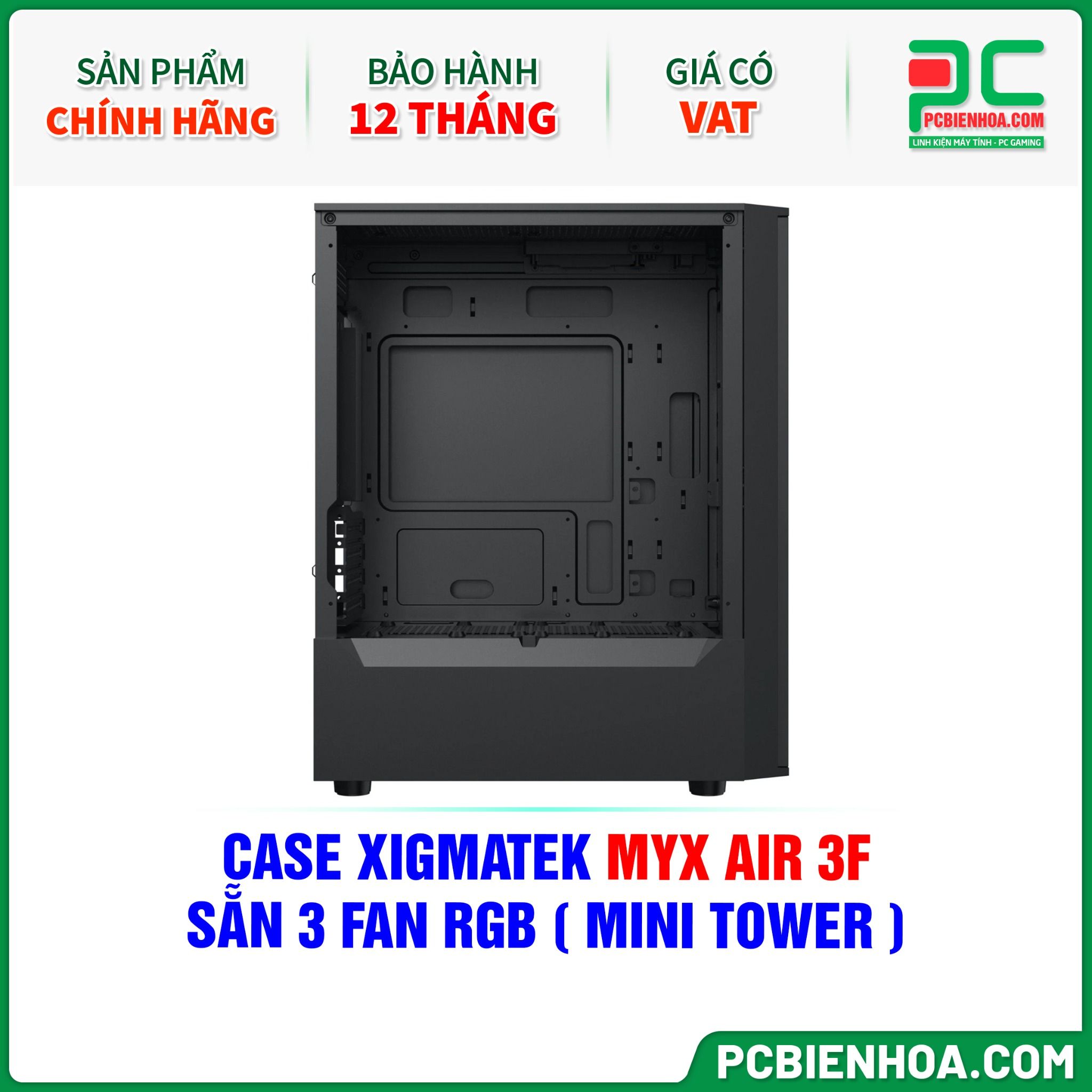 CASE XIGMATEK MYX AIR 3F - SẴN 3 FAN RGB ( MINI TOWER - EN45967 )