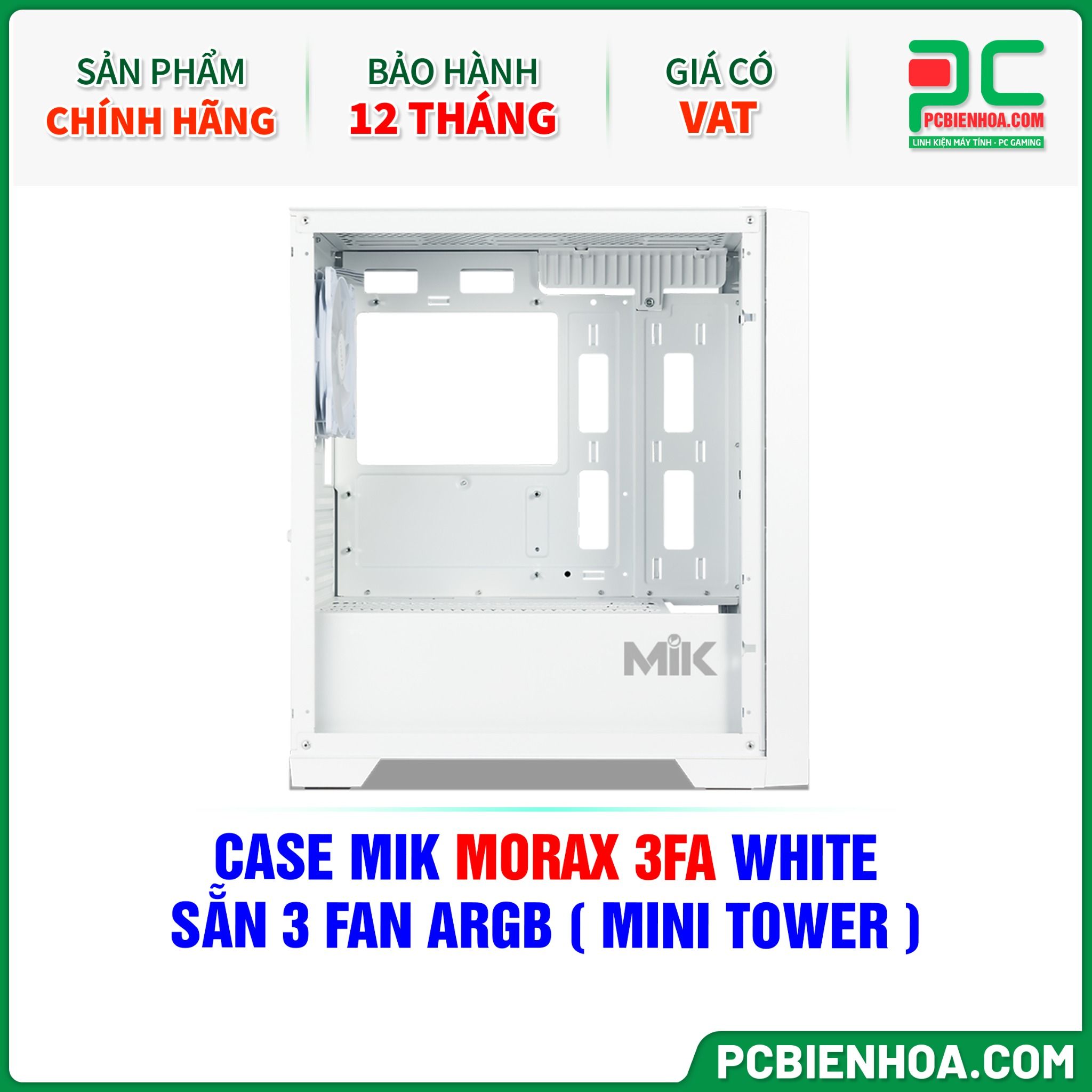 CASE MIK MORAX 3FA WHITE - SẴN 3 FAN ARGB ( MINI TOWER )