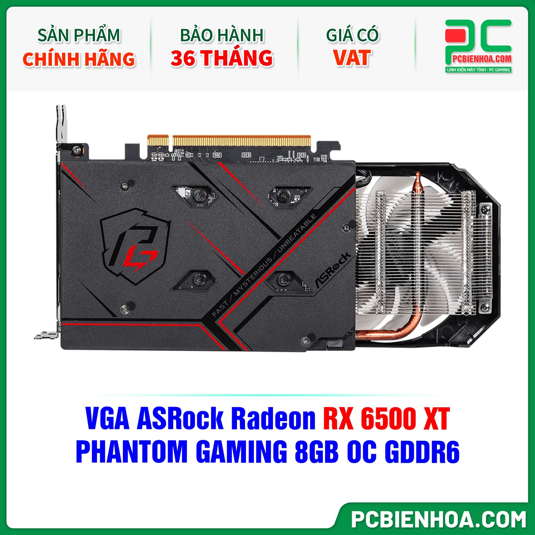 VGA ASRock Radeon RX 6500 XT PHANTOM GAMING 8GB OC GDDR6 ( RX6500XT PG 8GO )