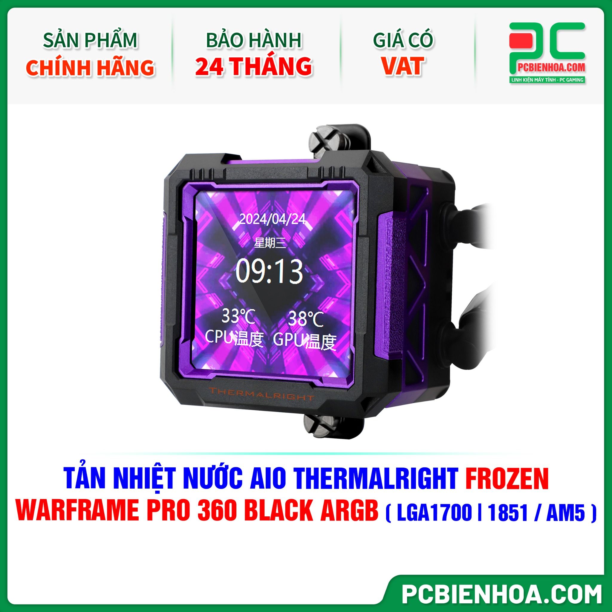TẢN NHIỆT NƯỚC AIO THERMALRIGHT FROZEN WARFRAME PRO 360 BLACK ARGB ( HỖ TRỢ SOCKET LGA1700 | 1851 / AM5 )