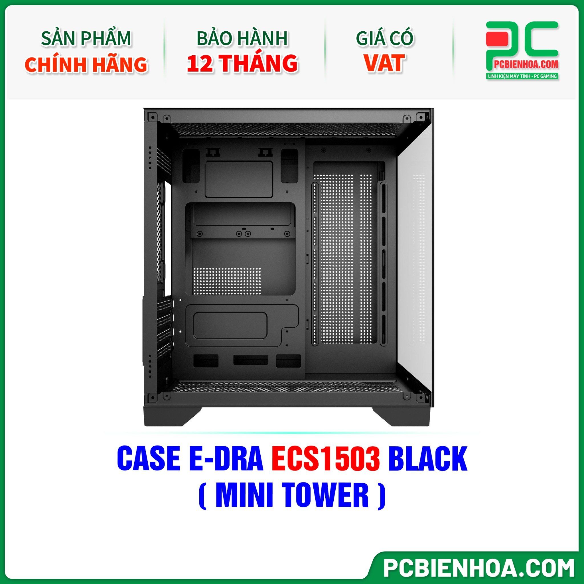 CASE E-DRA ECS1503 BLACK - CHƯA KÈM FAN ( MINI TOWER )