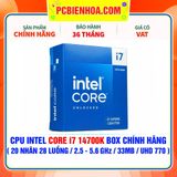 CPU Intel Core i7 14700K BOX CHÍNH HÃNG ( 20 NHÂN 28 LUỒNG / 2.5 - 5.6MHz / 33MB / Intel® UHD Graphics 770 ) 