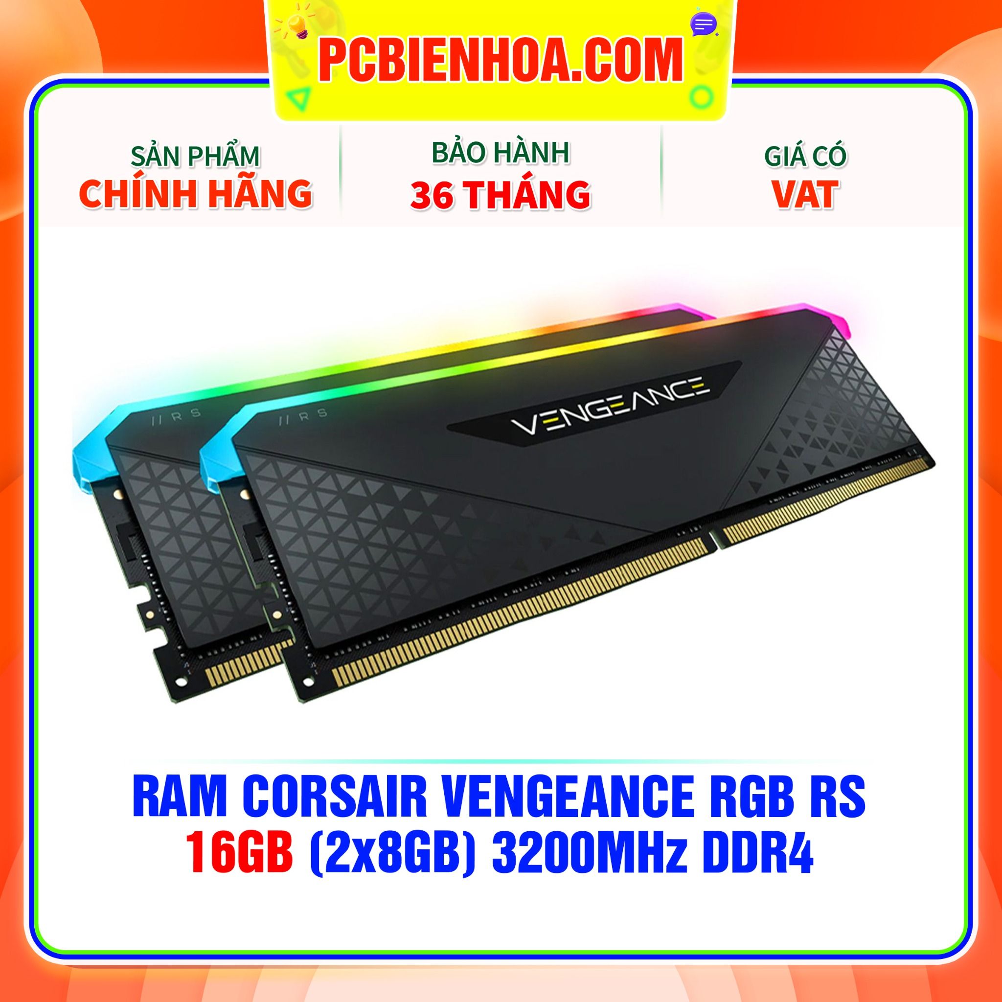  RAM CORSAIR VENGEANCE RGB RS 16GB (2x8GB) 3200MHz DDR4 C16 (CMG16GX4M2E3200C16) 