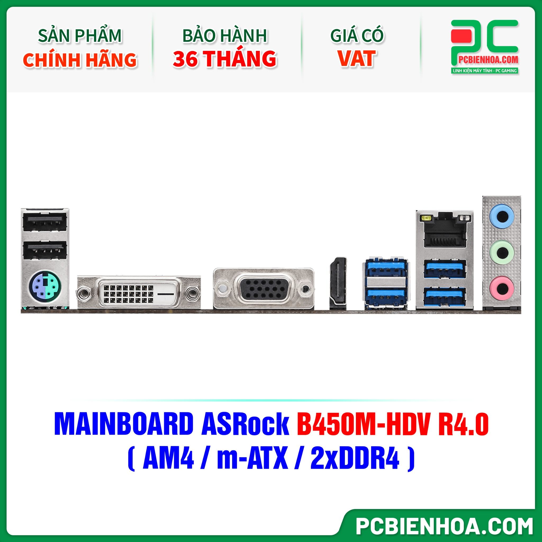 MAINBOARD ASRock B450M-HDV R4.0 ( AM4 / m-ATX / 2xDDR4 )