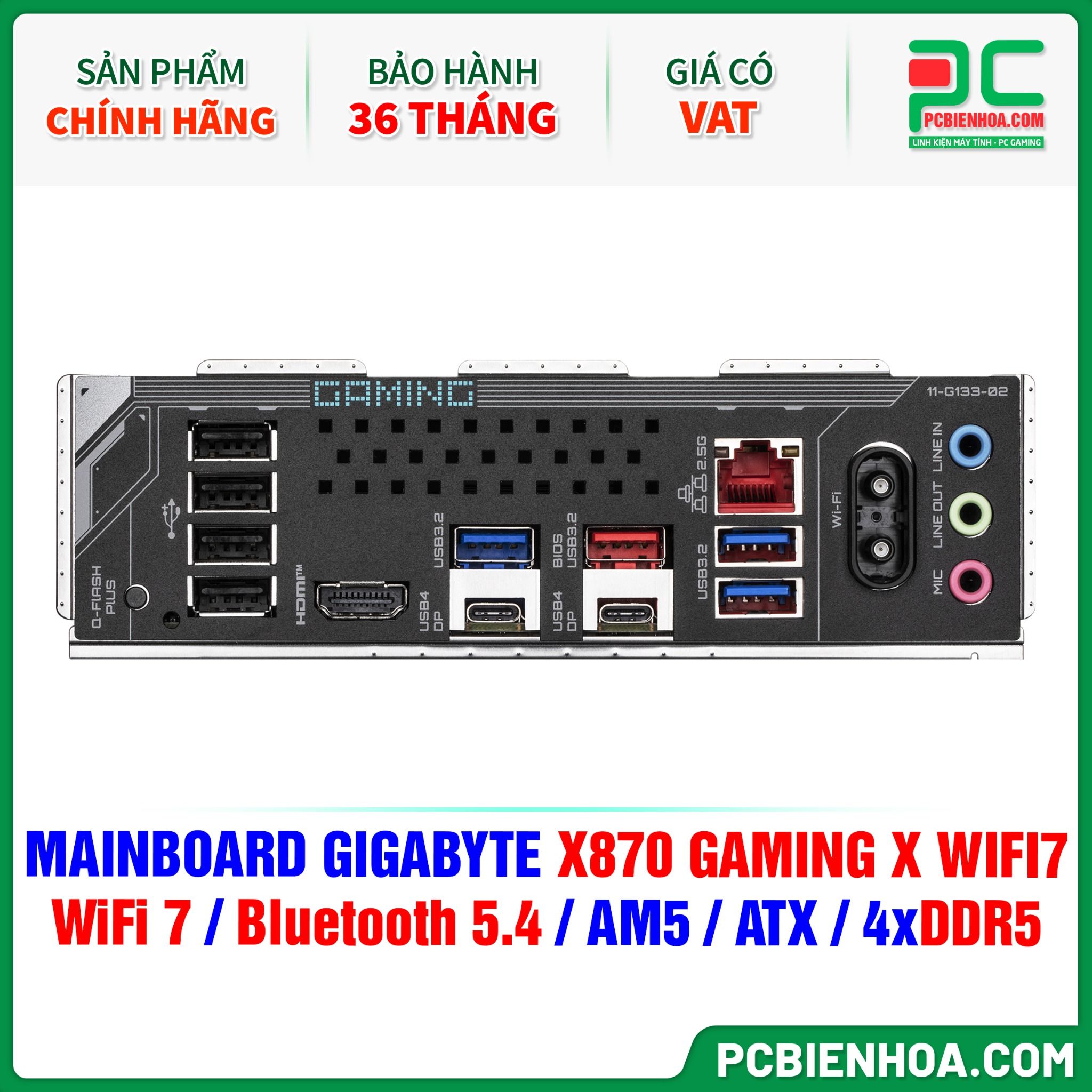 DDR5 - MAINBOARD GIGABYTE X870 GAMING X WIFI7 ( WiFi 7 / Bluetooth 5.4 / AM5 / ATX / 4xDDR5 )