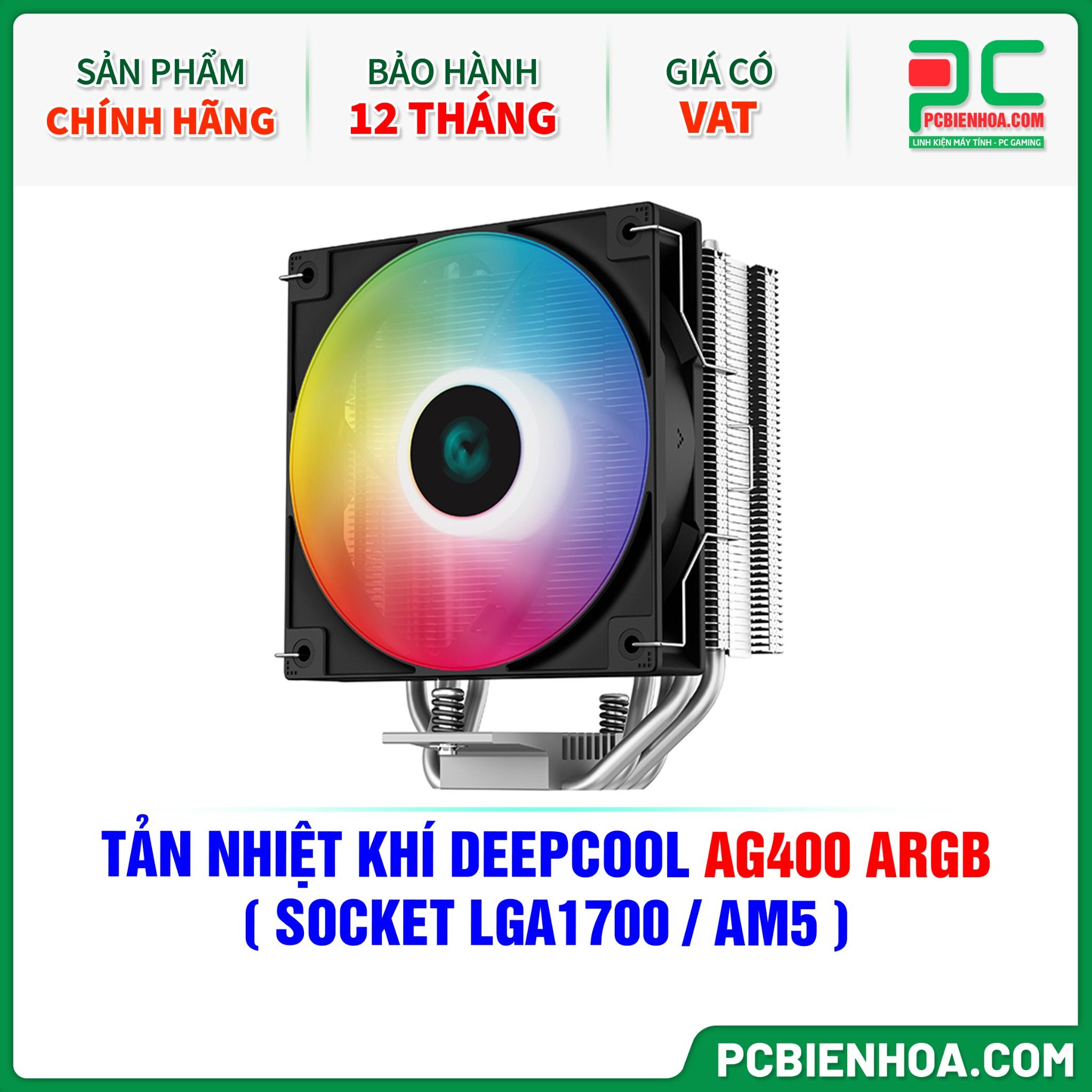 TẢN NHIỆT KHÍ DEEPCOOL AG400 ARGB ( HỖ TRỢ SOCKET LGA1700 / AM5 )
