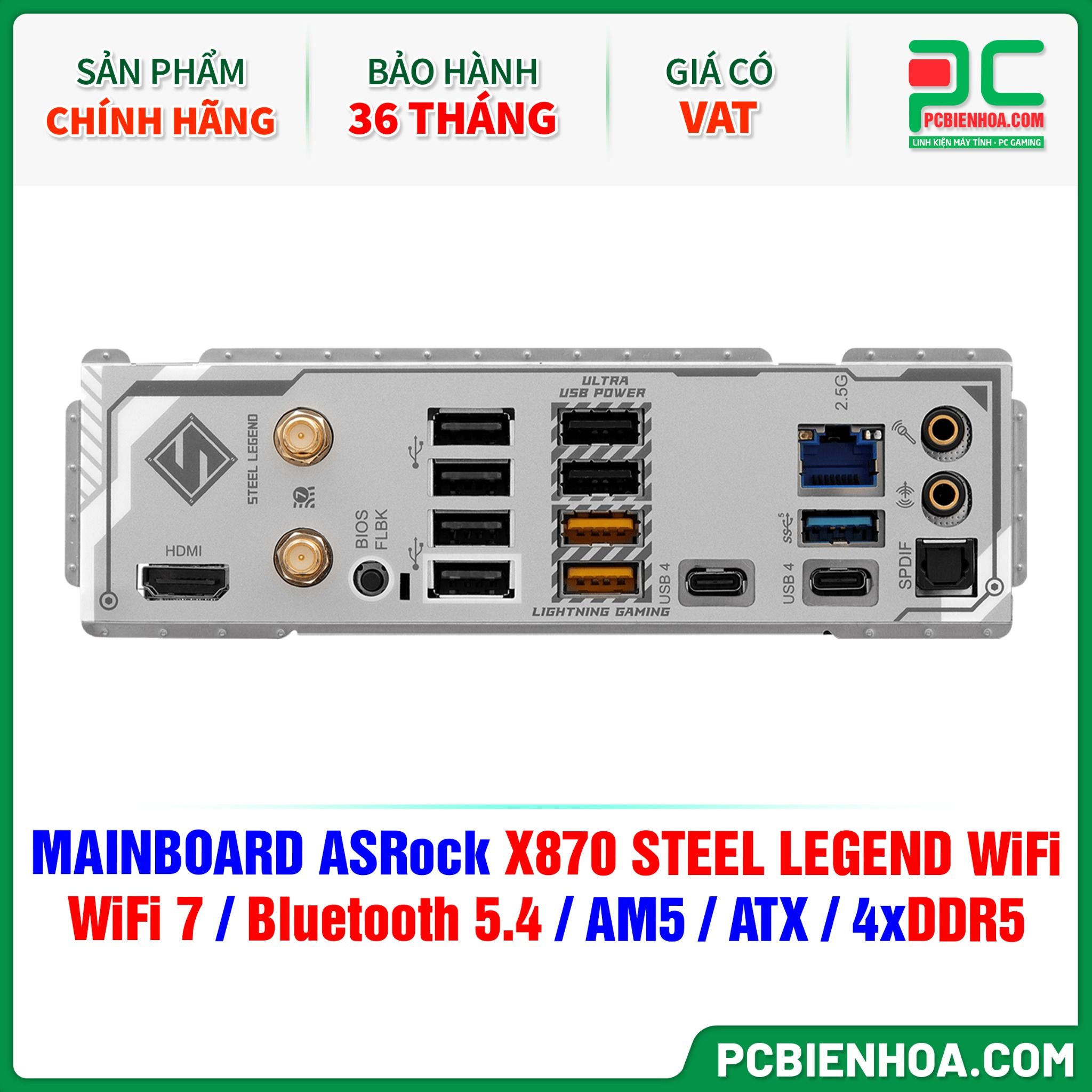 DDR5 - MAINBOARD ASRock X870 STEEL LEGEND WiFi ( WiFi 7 / Bluetooth 5.4 / AM5 / ATX / 4xDDR5 )
