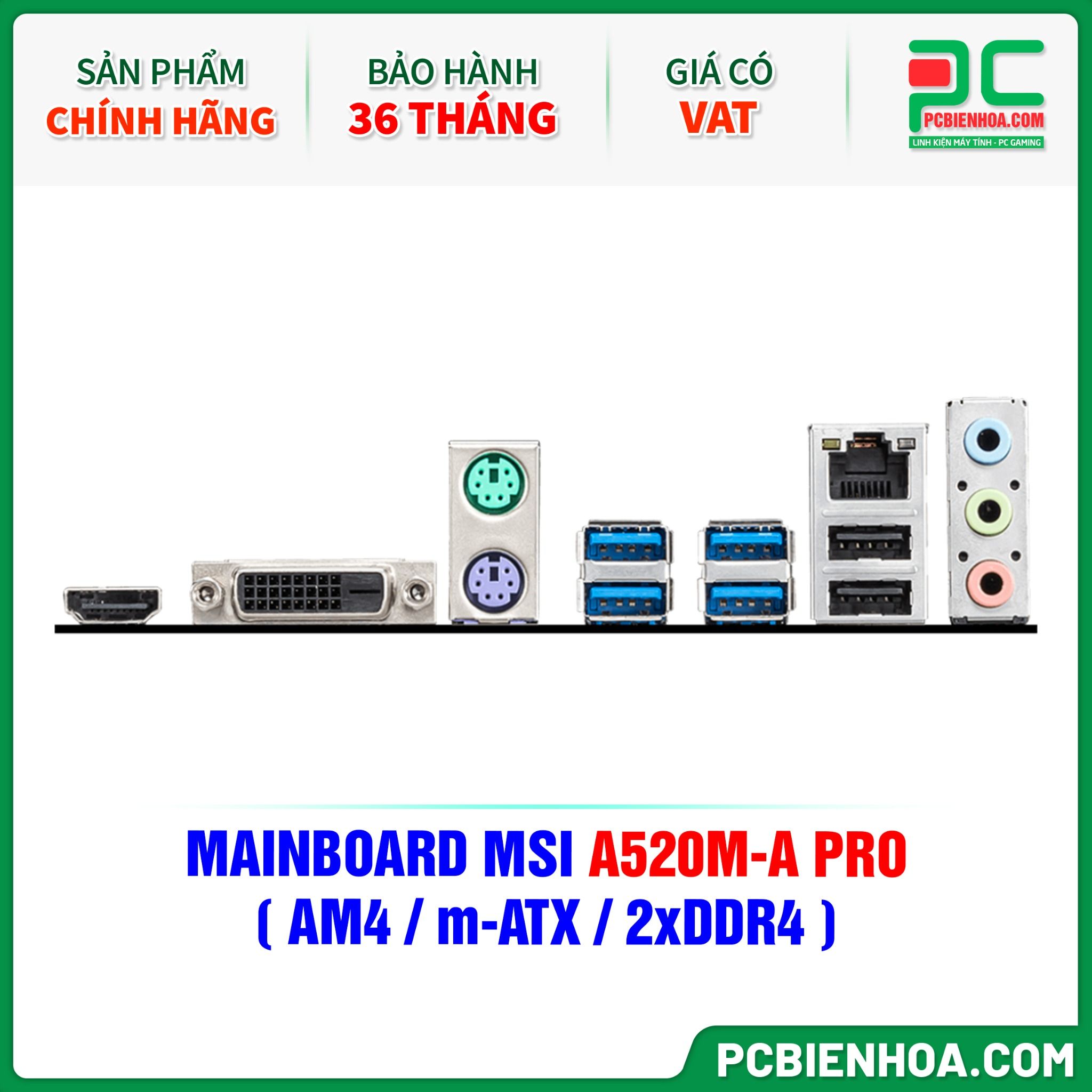 MAINBOARD MSI A520M-A PRO ( AM4 / m-ATX / 2xDDR4 )