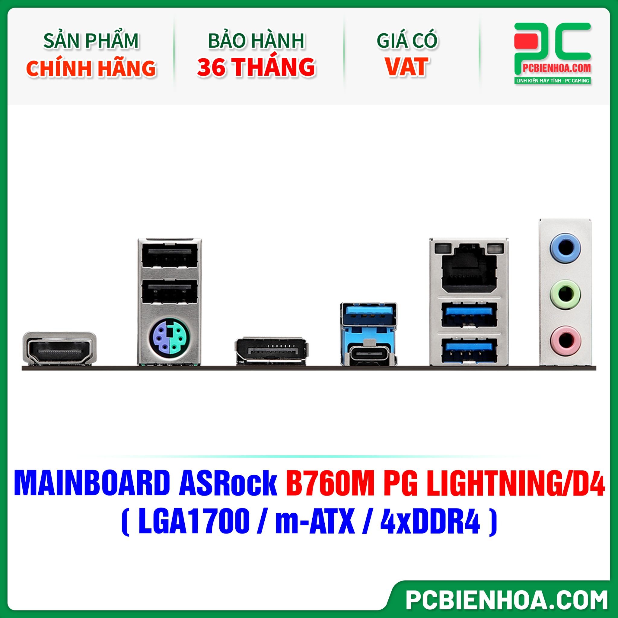 MAINBOARD ASRock B760M PG LIGHTNING/D4 ( LGA1700 / m-ATX / 4xDDR4 )