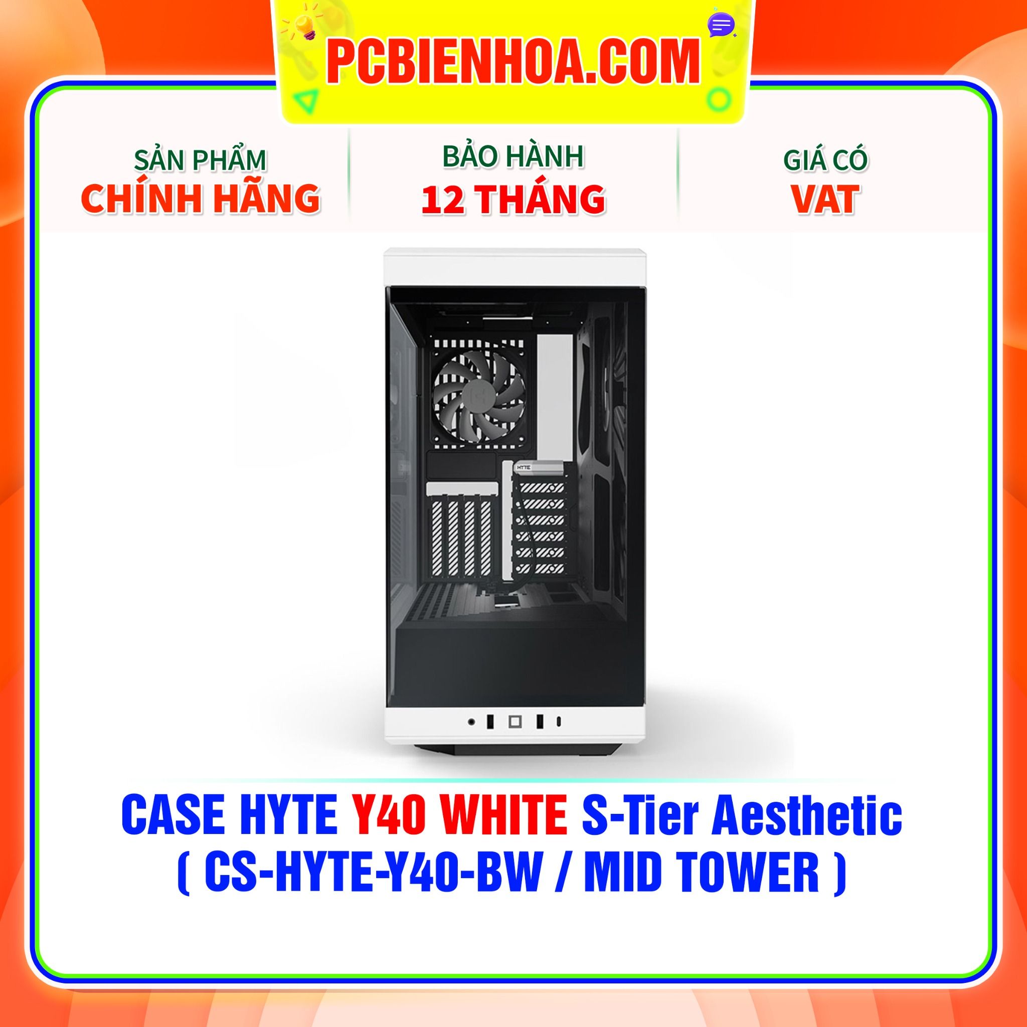  CASE HYTE Y40 WHITE S-Tier Aesthetic - SẴN DÂY RISER PCIe 4.0 & 2 FAN 12CM ( CS-HYTE-Y40-BW / MID TOWER ) 