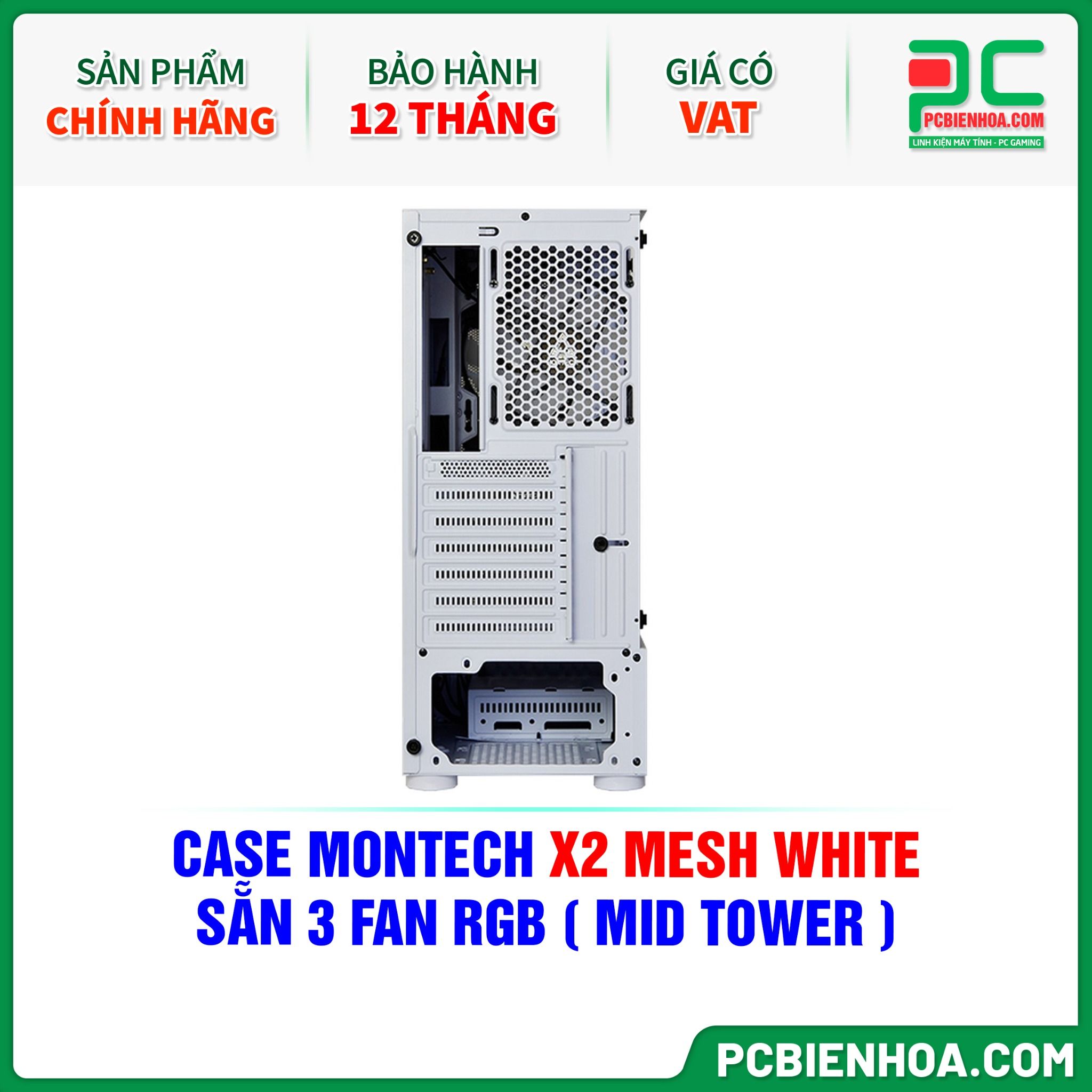 CASE MONTECH X2 MESH WHITE - SẴN 3 FAN RGB ( MID TOWER )