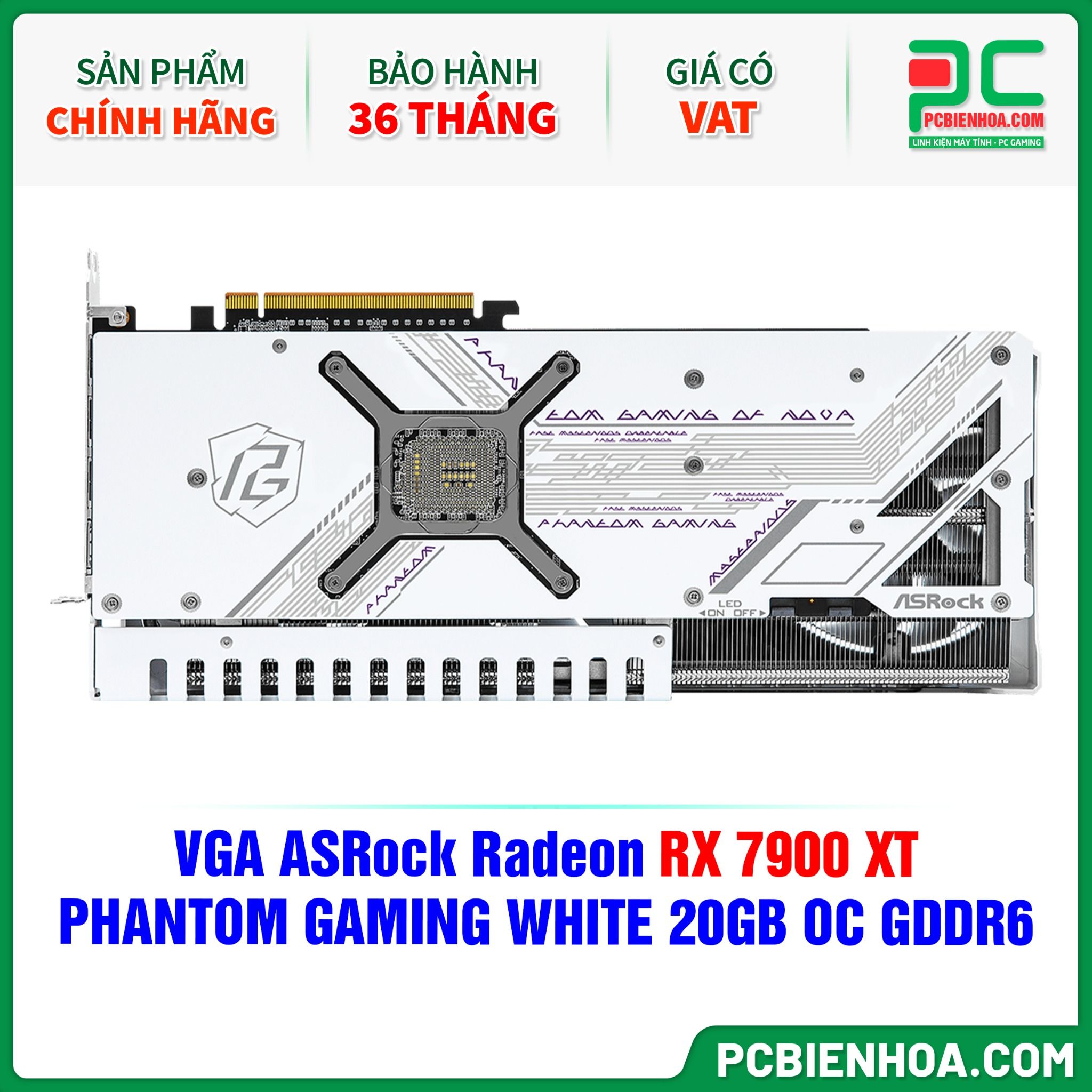 VGA ASRock Radeon RX 7900 XT PHANTOM GAMING WHITE 20GB OC GDDR6 ( RX7900XT PGW 20GO )