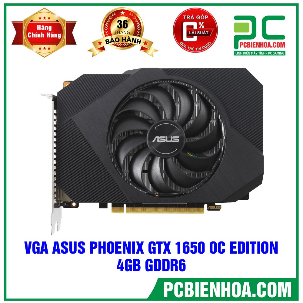 VGA ASUS PHOENIX GEFORCE GTX 1650 OC EDITION 4GB GDDR6 (PH-GTX1650-O4GD6-P) (CÓ BÁN LẺ)