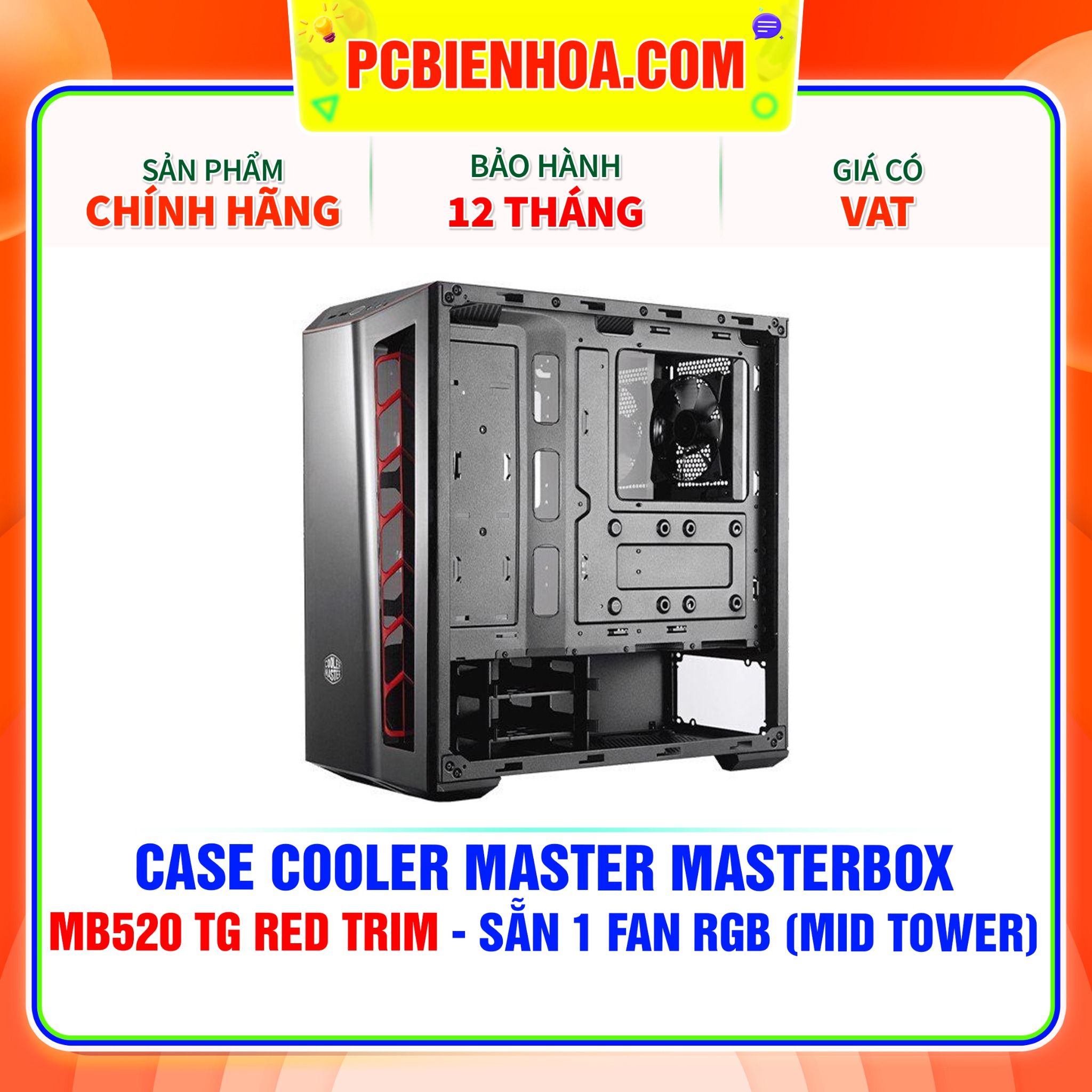  Case Cooler Master MasterBox MB520 TG RED TRIM ( MID TOWER ) 