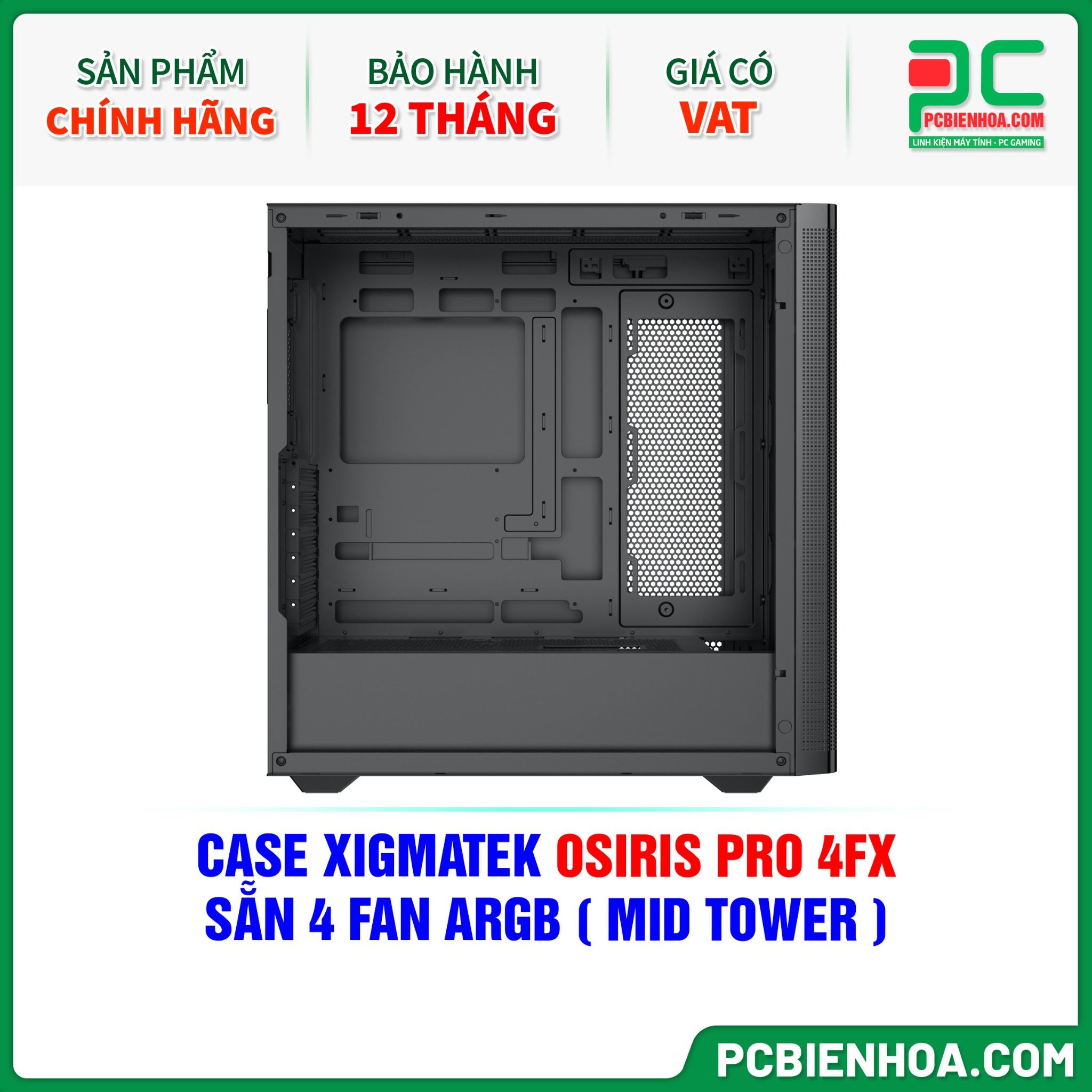 CASE XIGMATEK OSIRIS PRO 4FX - SẴN 4 FAN ARGB ( MID TOWER - EN46797 )